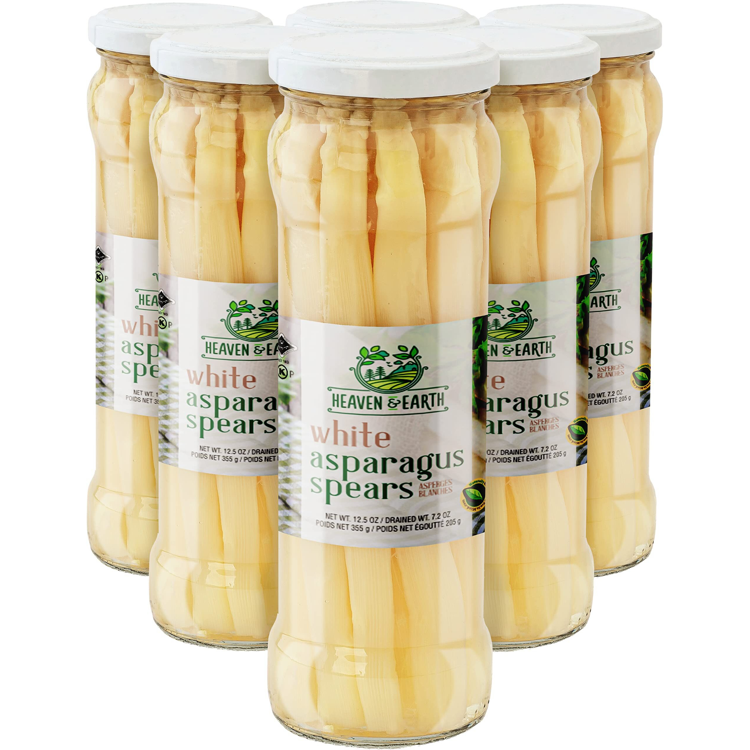 Heaven & Earth White Asparagus Spears 12.5Oz (6 Pack) | All Natural, Zero Fat, Low Calorie, Perfect For Snacking