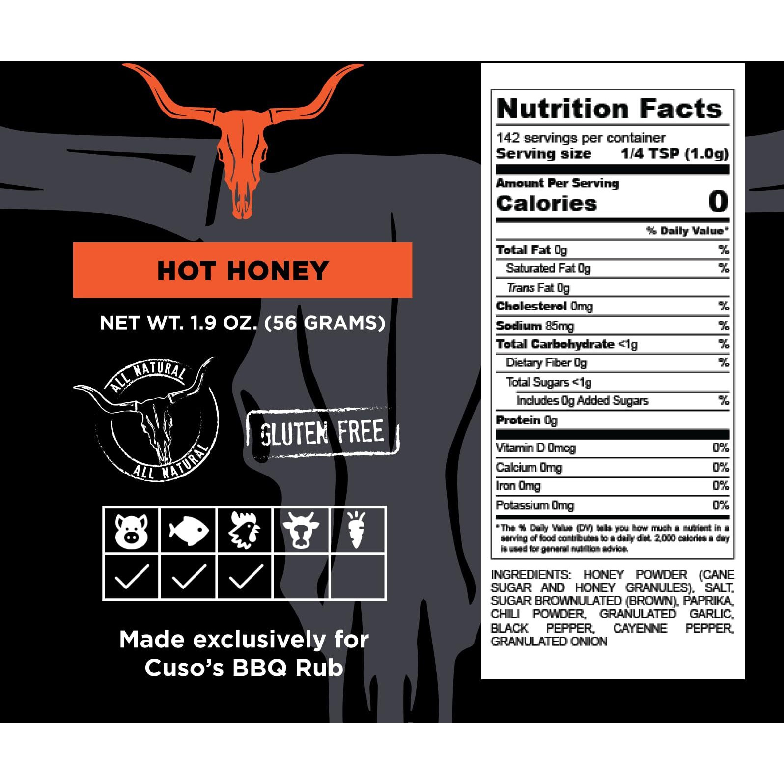 Cuso Cuts Great Tasting Hot Honey Bbq Seasoning Rub - Contains All Natural Ingredients - Spices & Rubs For Grill, Bbq & Marinade - Best Bbq Rubs For Smoking - 1 Count Bbq Rub Seasoning