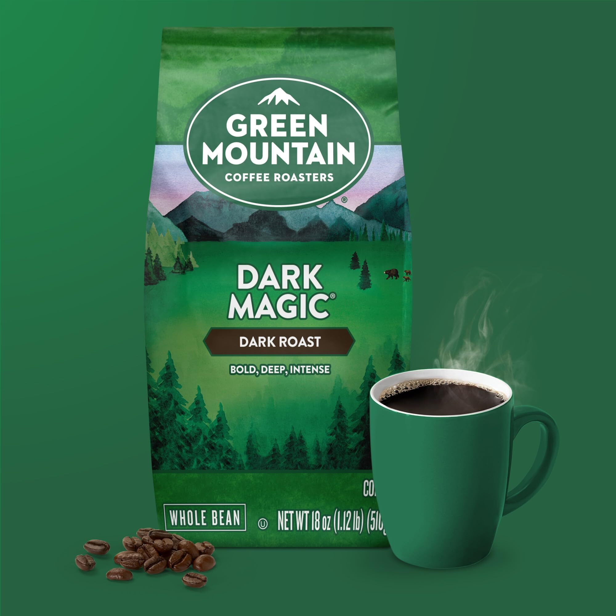 Green Mountain Coffee Roasters Dark Magic, Whole Bean Coffee, Bagged 18 Oz