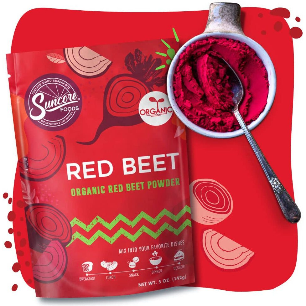 Suncore Foods Organic Red Beet Powder, Red Food Coloring Powder, Gluten-Free, Non-Gmo, Organic 5Oz (1 Pack)
