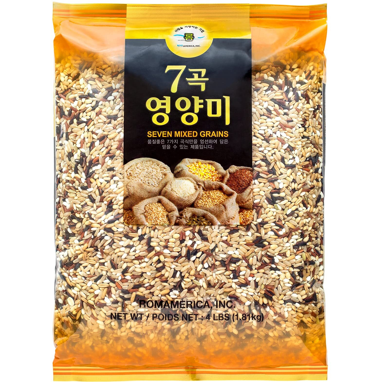 Rom America 7 Premium Healthy Mixed Grains Rice With Brown Rice, Wild Sweet Rice, Red Rice, Whole Barley, Oat, Brown And White Sweet Rice - 4 Pound (Pack Of 1)