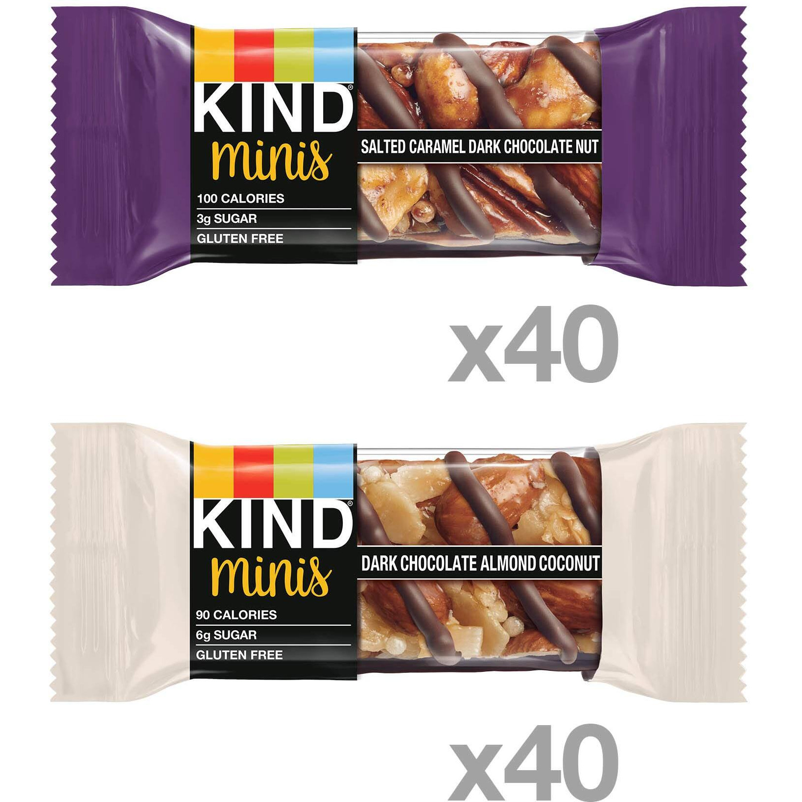 Kind Minis Healthy Snack Bar, Caramel Almond & Sea Salt, 3G Sugar, Gluten Free Bars, 0.7 Oz, (80 Ct)