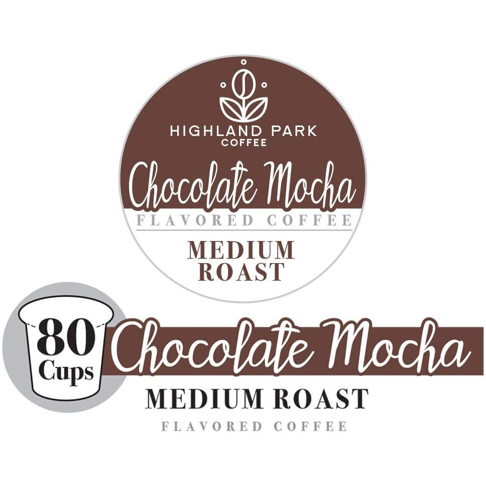 Highland Park Coffee Single Serve Coffee Pods, Chocolate Mocha, Chocolate Mocha, 80.0 Count