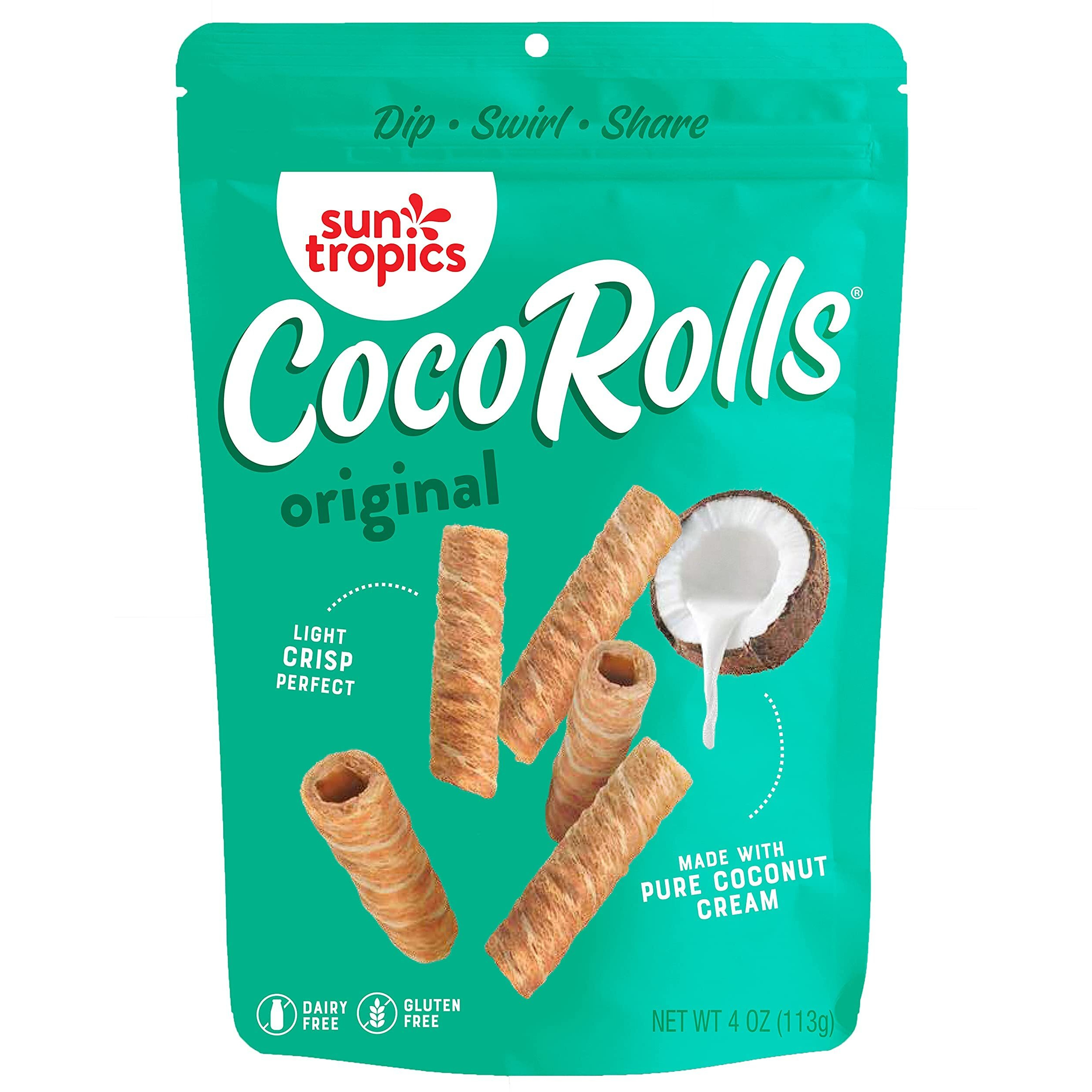 Sun Tropics Cocorolls Variety Pack- 6 Count (4 Oz Each) | Crisp Rolled Wafer Cookies, Coconut Rolls Made With Pure Coconut Cream | Gluten Free & Dairy Free Coconut Wafer Snack