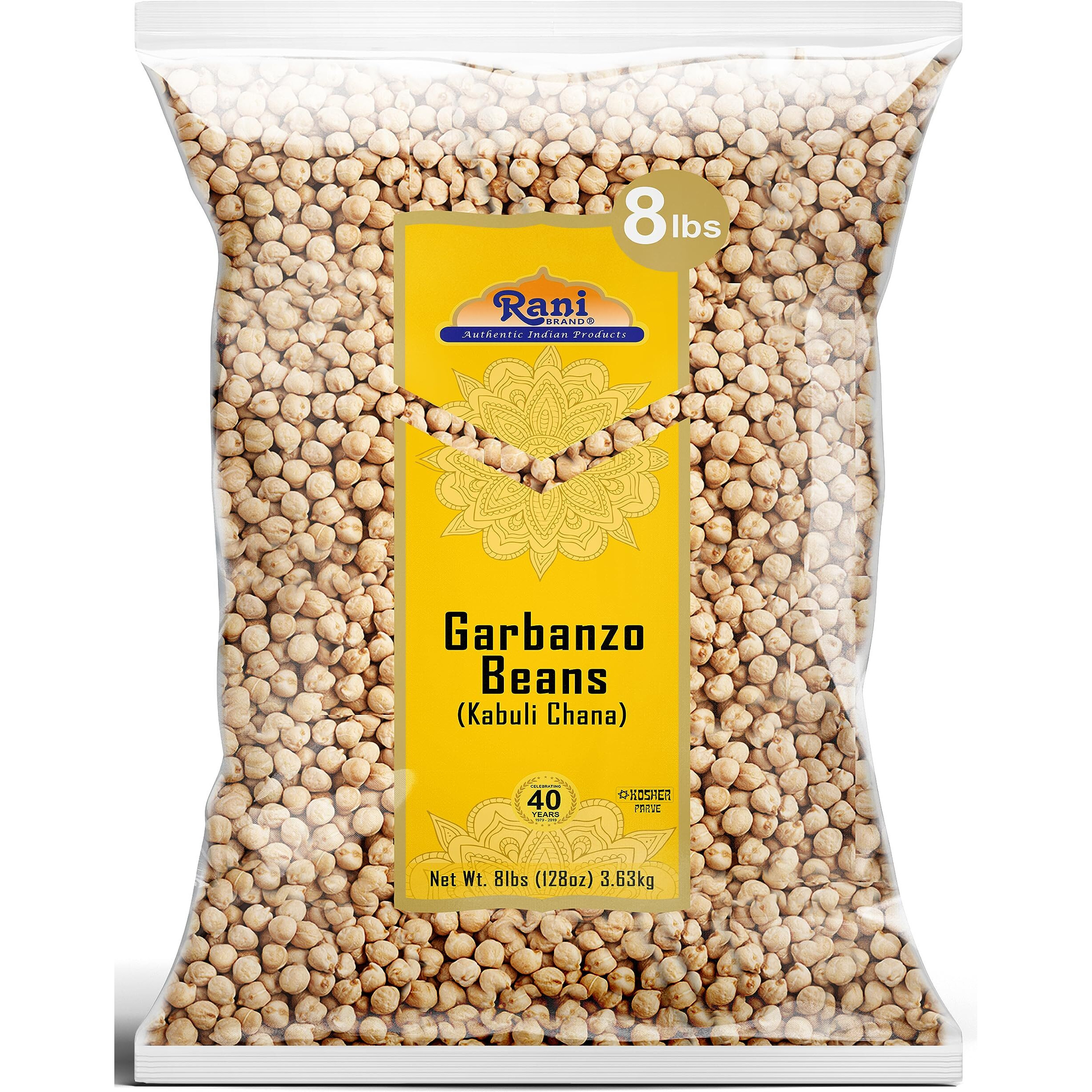 Rani Garbanzo Beans (Kabuli Chana) 128Oz (8Lbs) 3.63Kg Bulk ~ All Natural | Vegan | Gluten Friendly | Non-Gmo | Kosher | Indian Origin