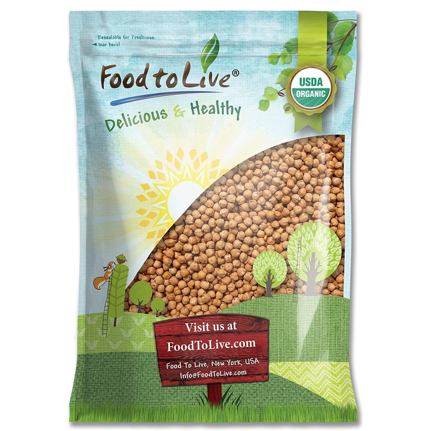 Food To Live Organic Garbanzo Beans, 10 Pounds - Dried Chickpeas, Non-Gmo, Kosher, Raw, Sproutable, Bulk