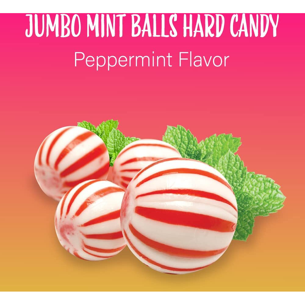 Old-Fashioned Jumbo Mint Balls Hard Candy, Classic Peppermint Flavor, 2 Pound Bag