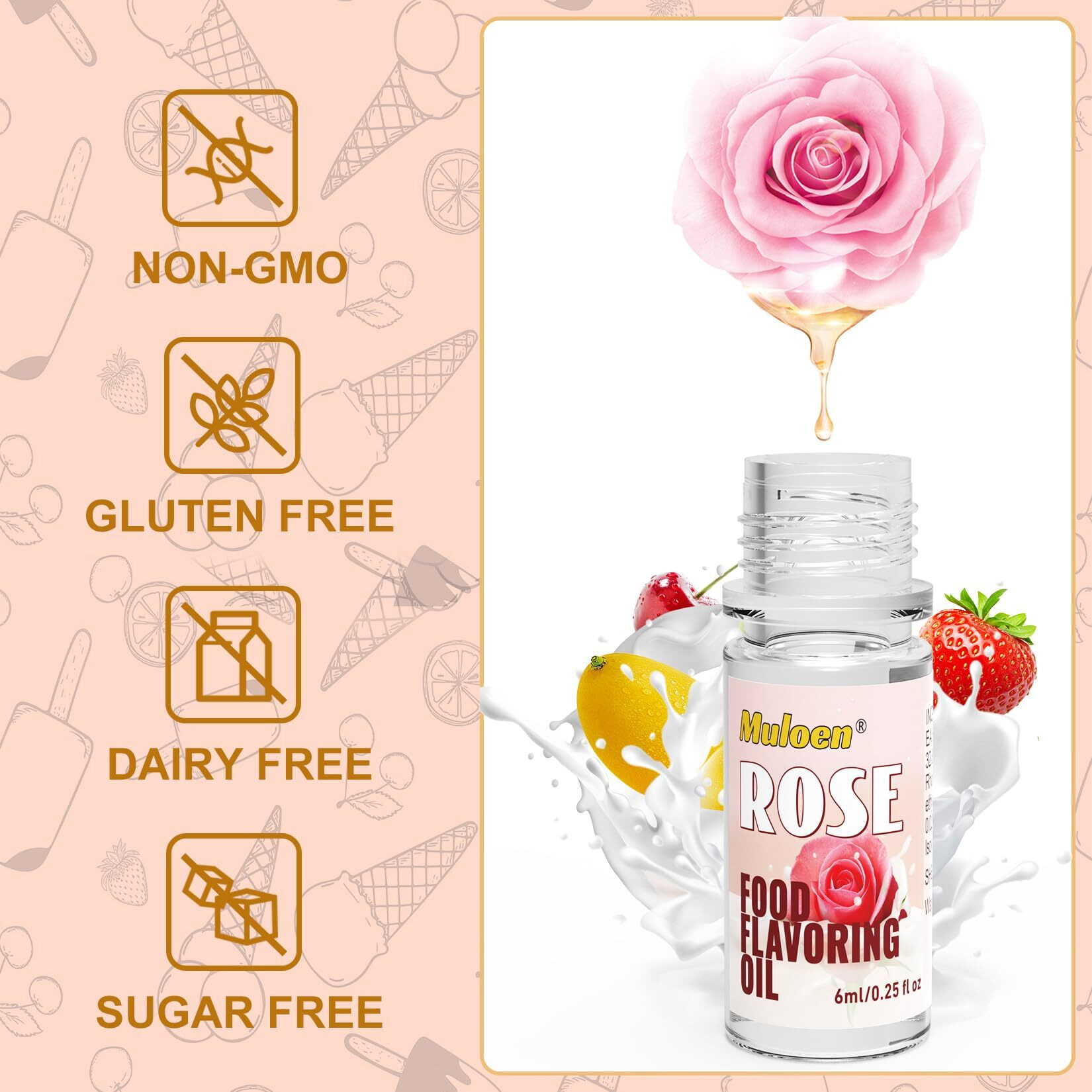 Food Flavoring Oil, 18 Flavors 100% Pure Natural Extract Liquid Oil - Water & Oil Soluble - Concentrated Candy Flavoring For Lip Balm, Baking, Drinks, Cooking, Soap - .25 Fl Oz (6 Ml) Bottles