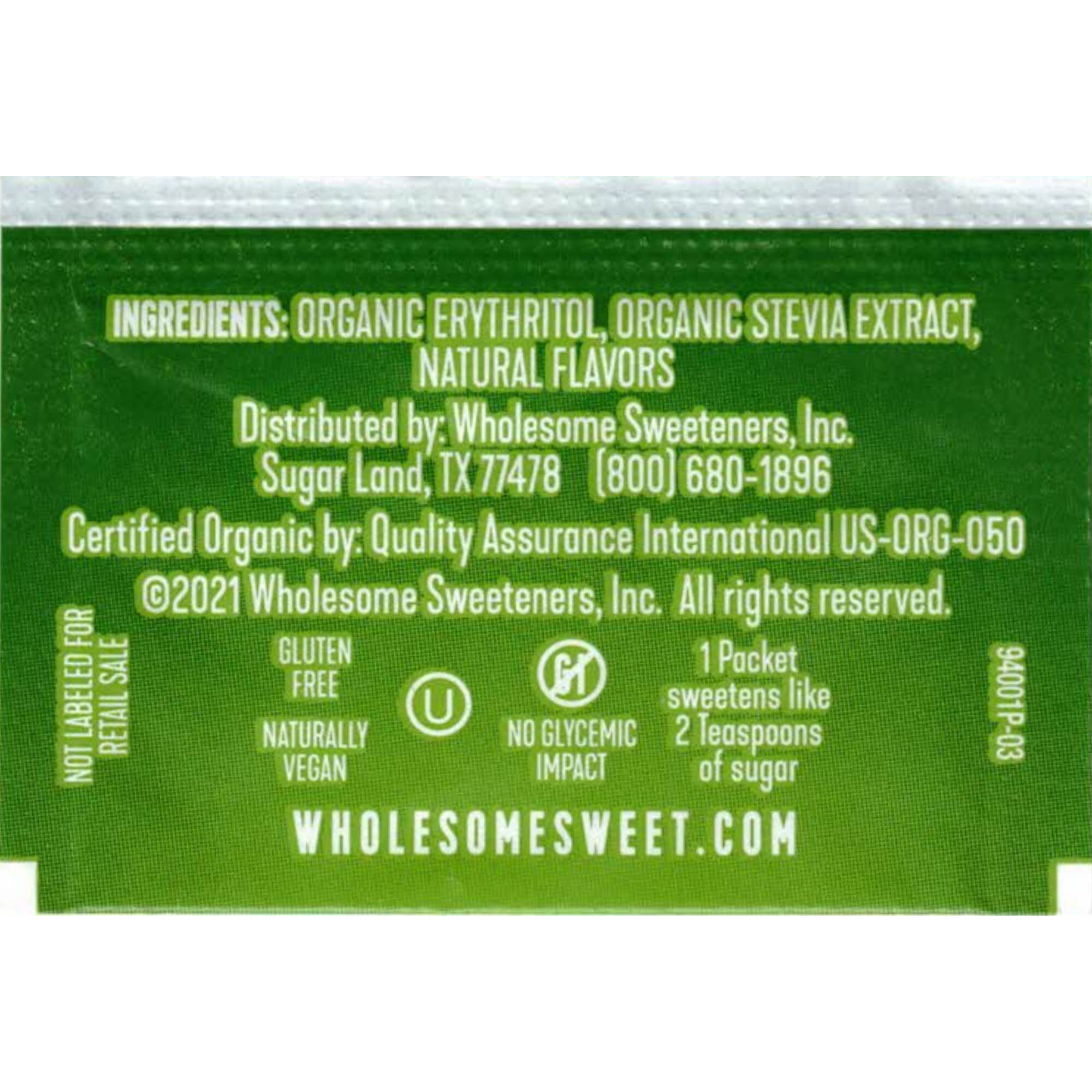 Wholesome Sweeteners Sweetener Stevia Packets 1000 Pc, 1000 Ct