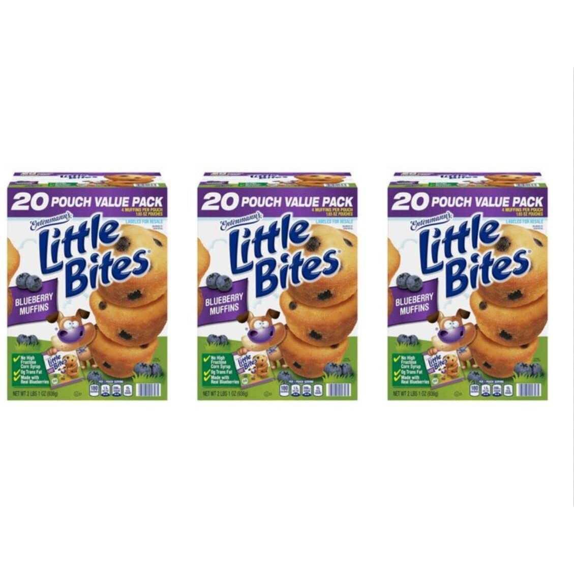 Entenmann's Little Bites Blueberry Mini Muffins | 3 Pack (60 Pouches Total)