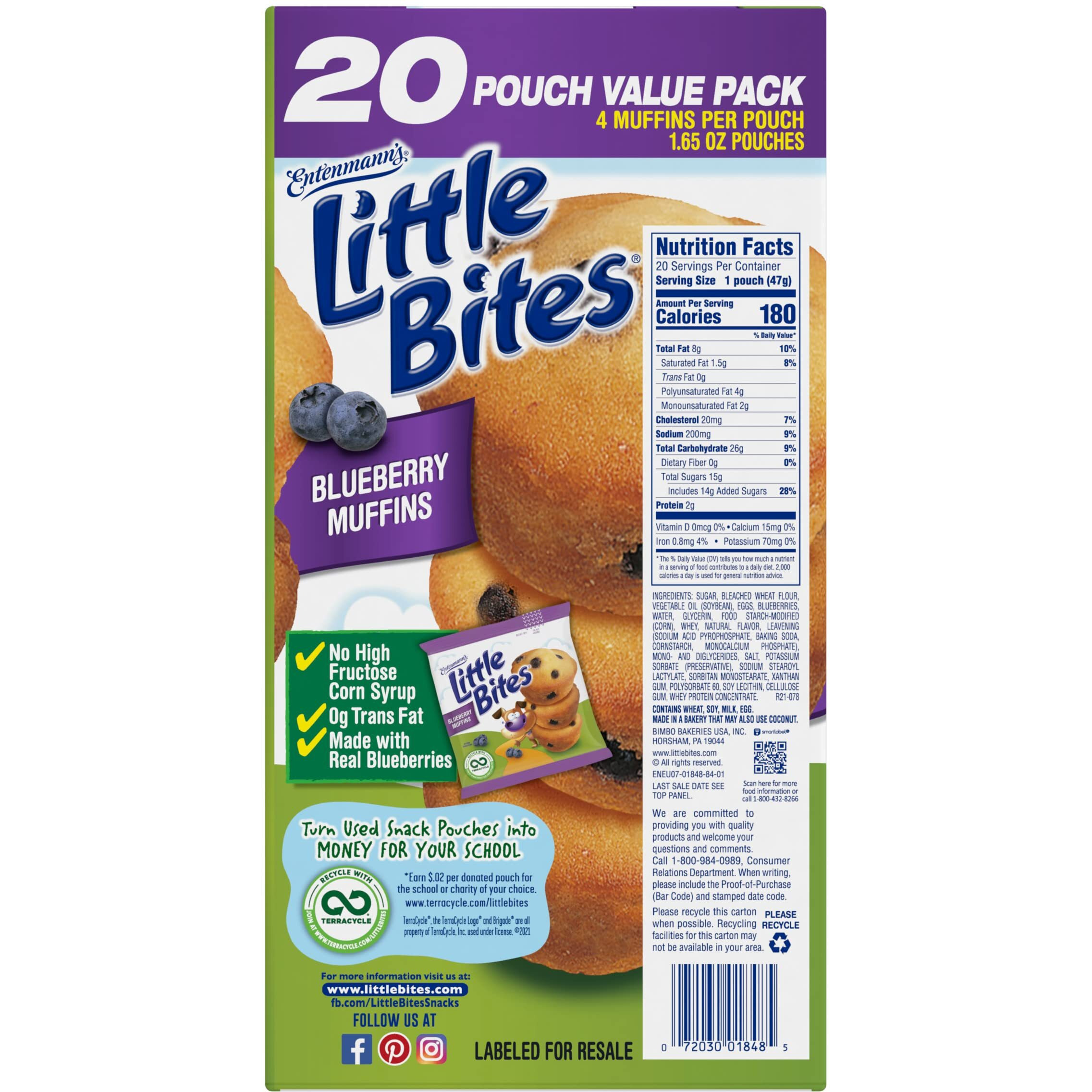 Entenmann's Little Bites Blueberry Mini Muffins | 3 Pack (60 Pouches Total)