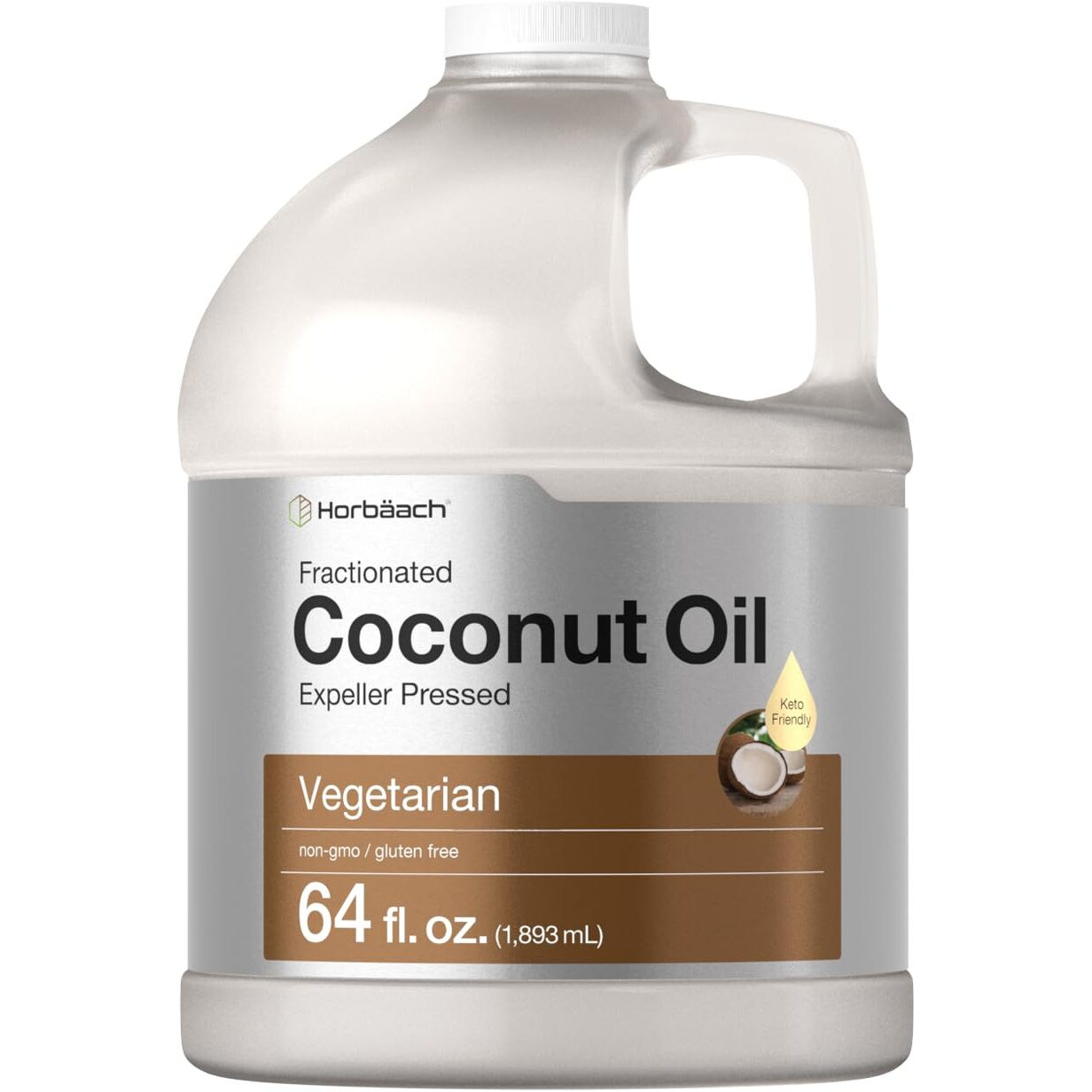 Horbach Liquid Coconut Oil For Cooking | 64 Oz | Fractionated & Unflavored | Keto Friendly | Vegetarian, Non-Gmo & Gluten Free