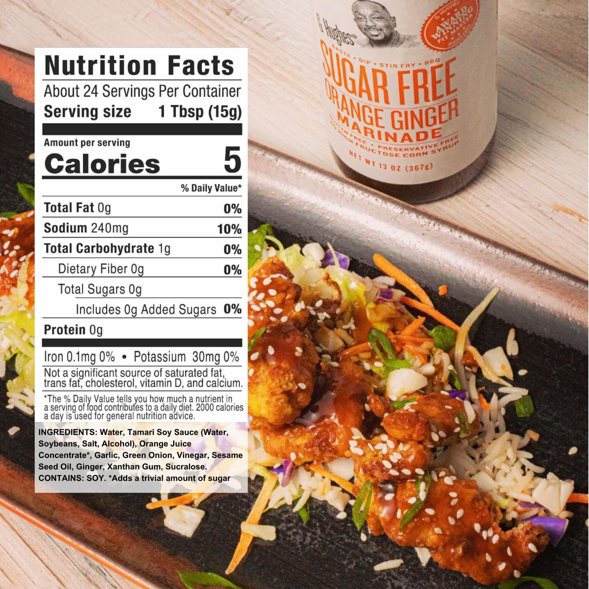 G Hughes Sugar Free, Orange Ginger Marinade - Sugar Free Sauces And Marinades, Gluten Free Orange Sauce, Asian Ginger Sauce, Ginger Dressing, No High Fructose, Keto-Friendly - 13 Oz. (3-Pack)