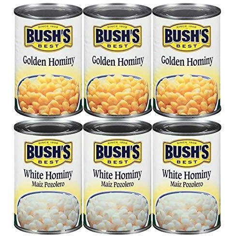 Bush's Best Baked Beans Variety Pack, 3 Golden Hominy Beans, 3 White Hominy Beans, 1 Ct