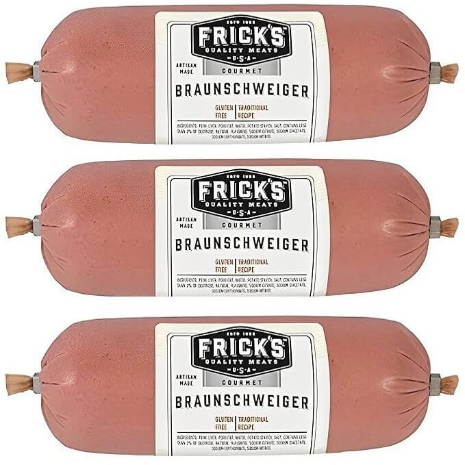 Deli Direct, Frick's Gourmet Braunschweig German Liver Sausage, 1Lb - 16Oz. (3-Pack)