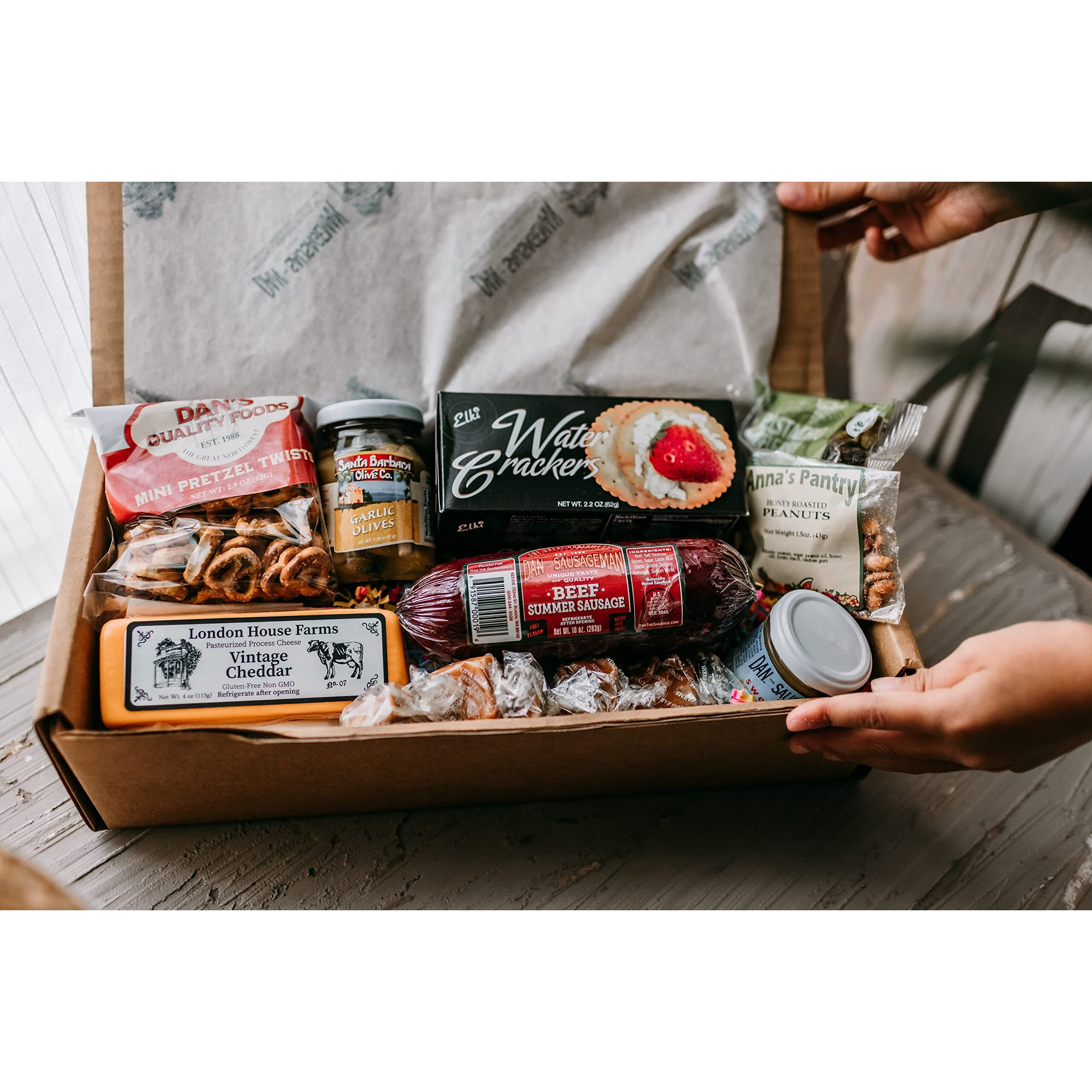 Dan The Sausageman's Happy Birthday Box For Him Or Her Includes Beef Summer Sausage, Wisconsin Cheese, And Sweet Hot Mustard
