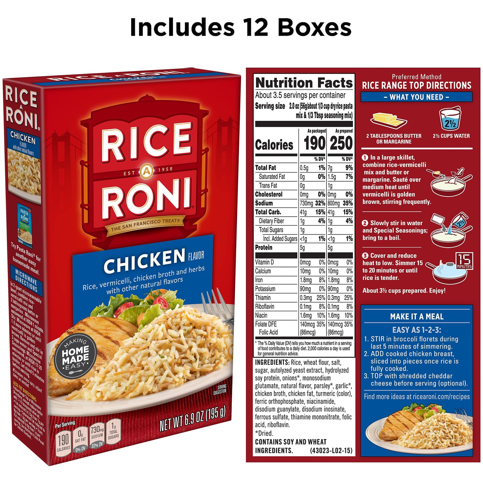 Quaker Rice A Roni, Chicken, 6.9Oz Boxes (12 Pack)