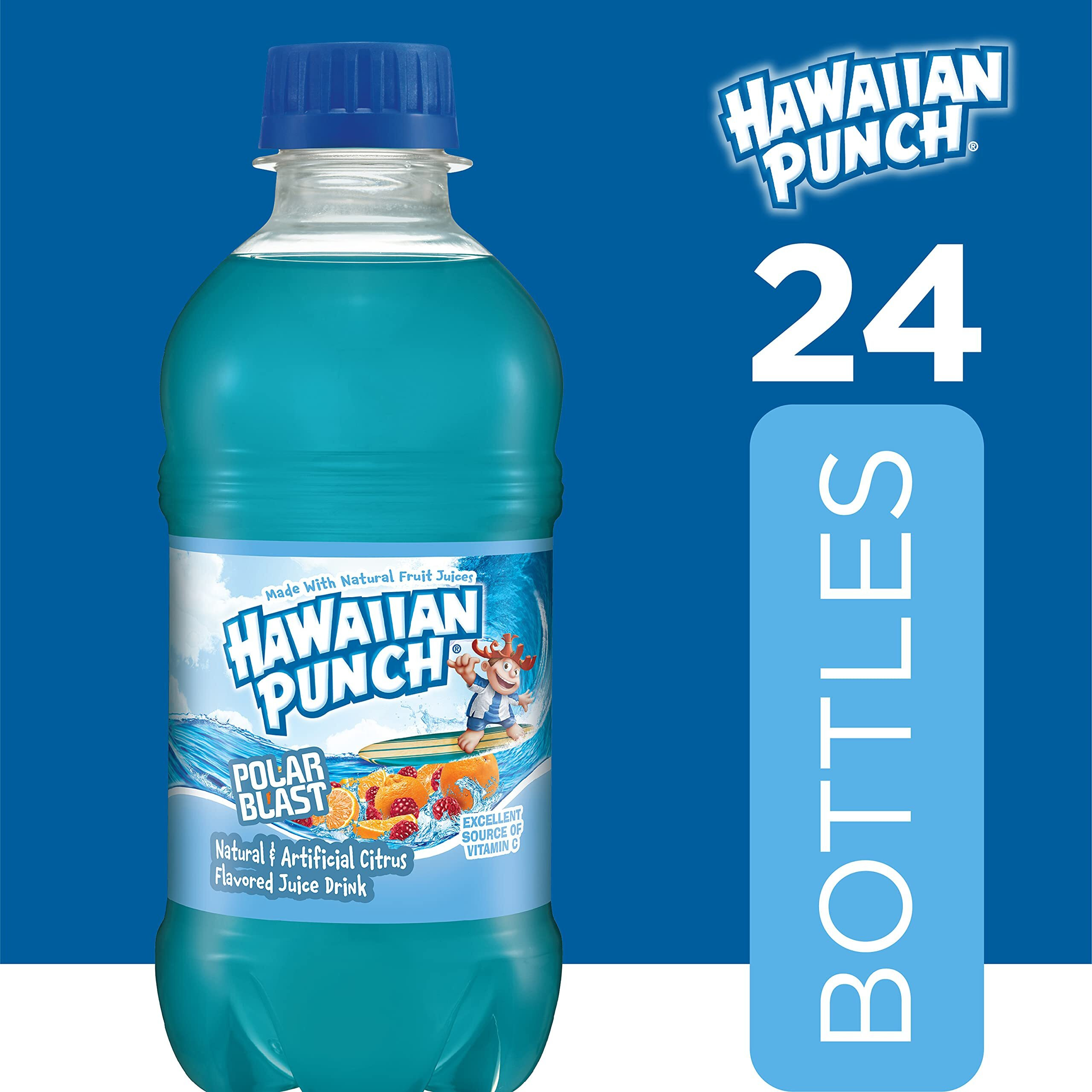 Hawaiian Punch Polar Blast Fruit Juice Drink, 10 Fl Oz Bottles, 24 Count (4 Packs Of 6), Ready-To-Drink, On-The-Go, Caffeine-Free, Carbonation-Free, Gluten-Free, Excellent Source Of Vitamin C