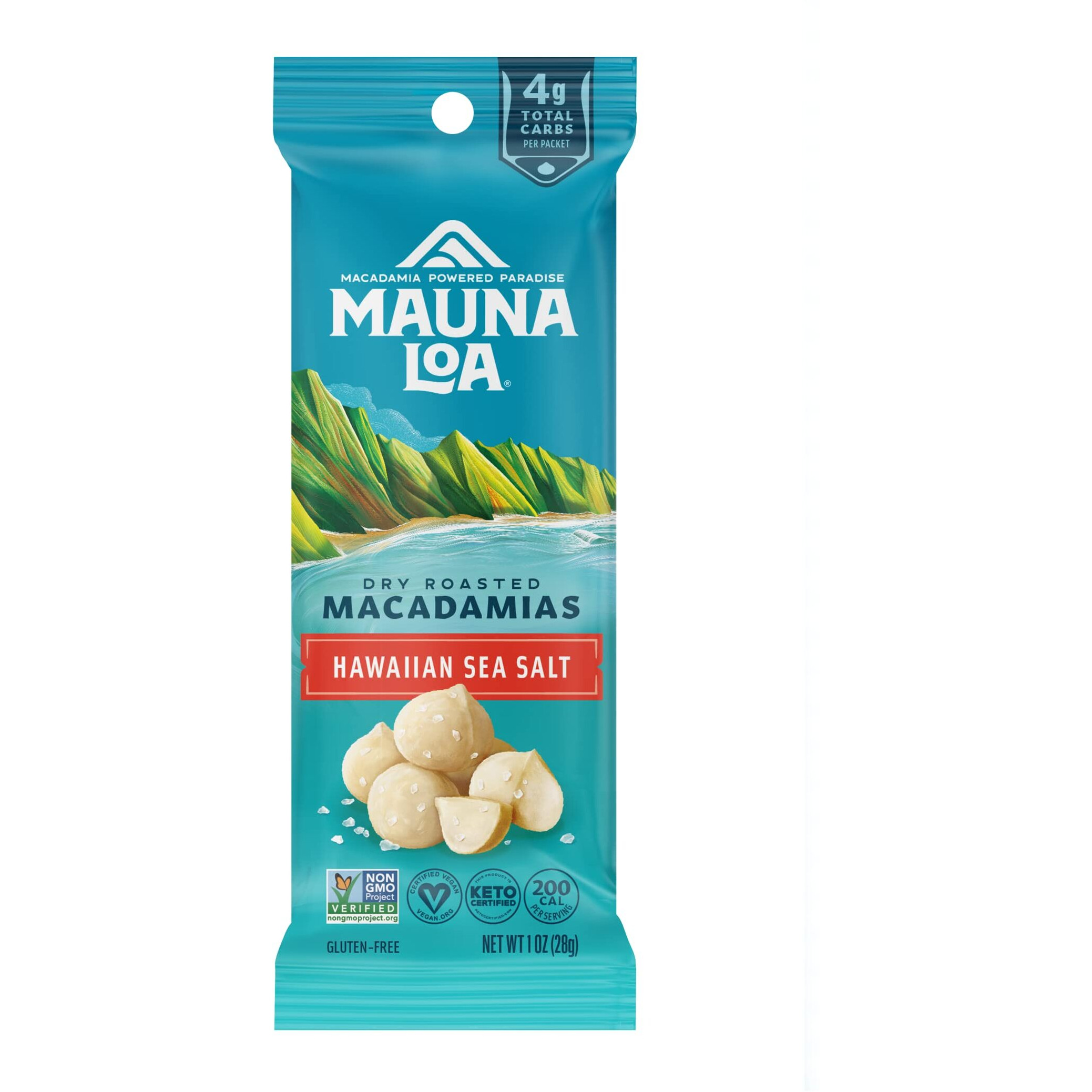 Macadamia Nuts, Hawaiian Sea Salt Flavor, Snack Mac Mini Pouches, Single Serve 1 Oz Bags (Pack Of 12)