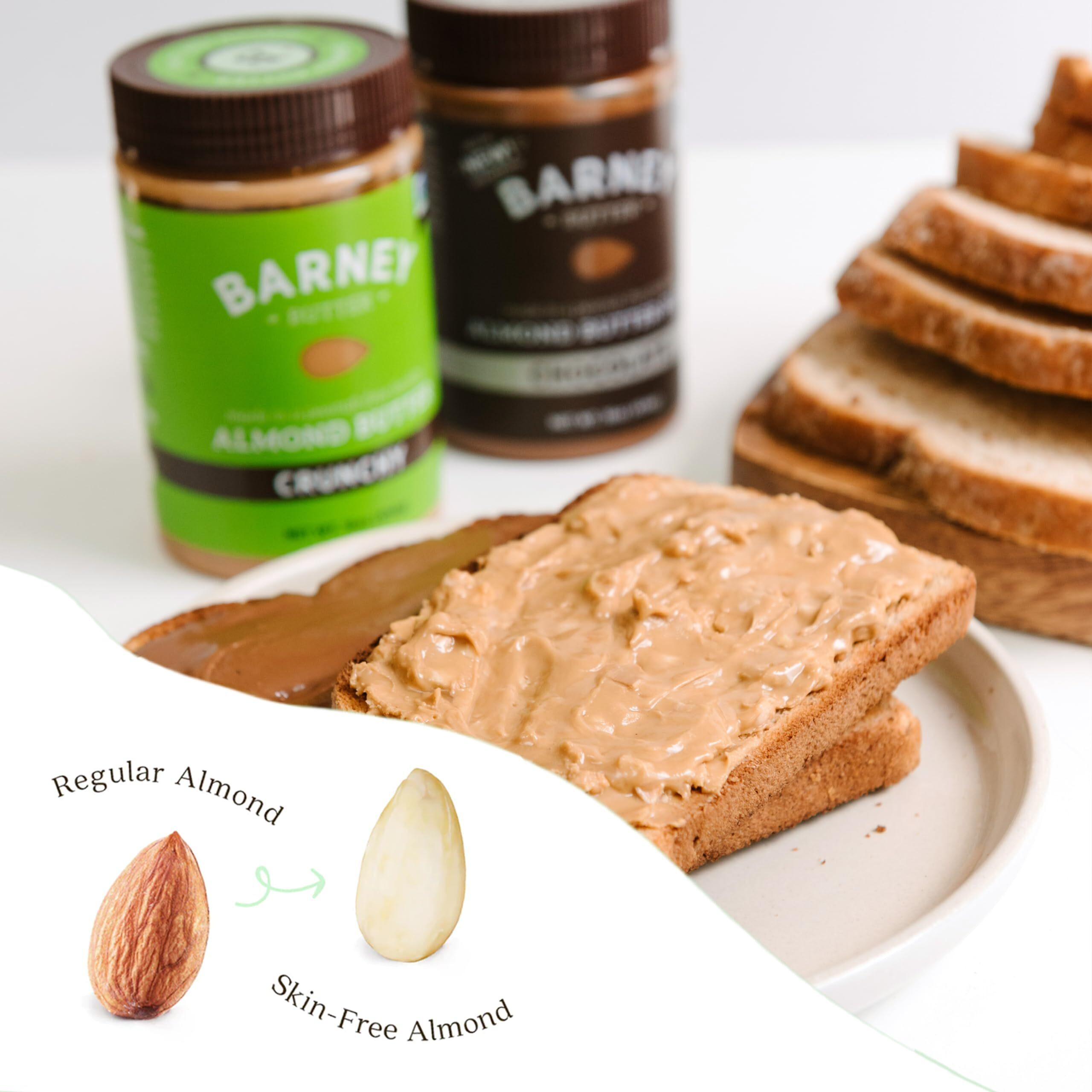 Barney Butter Almond Butter, Crunchy, 16 Ounce Jar, Skin-Free Almonds, No Stir, Non-Gmo, Gluten Free, Keto, Paleo, Vegan