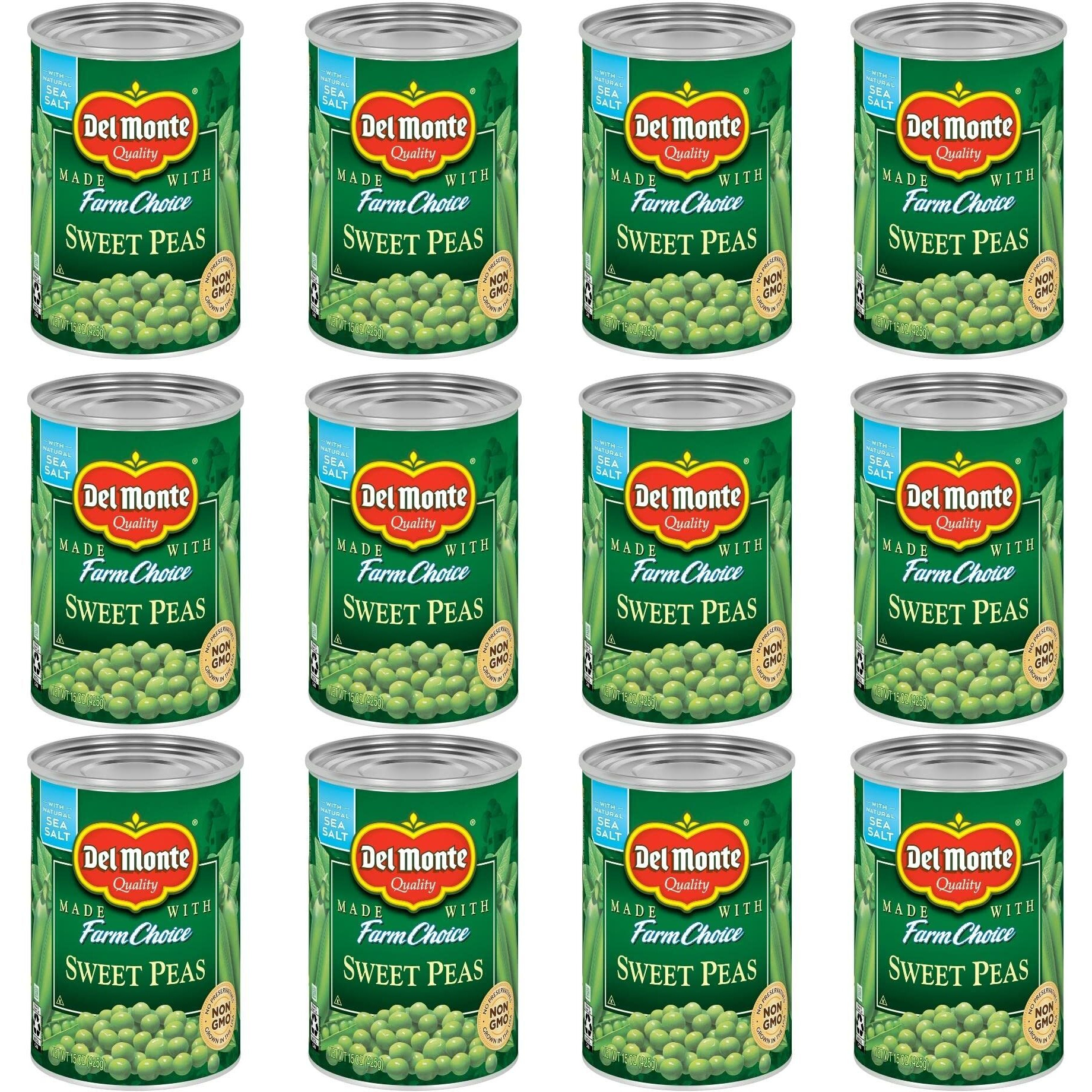 Del Monte Sweet Peas Canned Vegetables, 12 Pack, 15 Oz Can