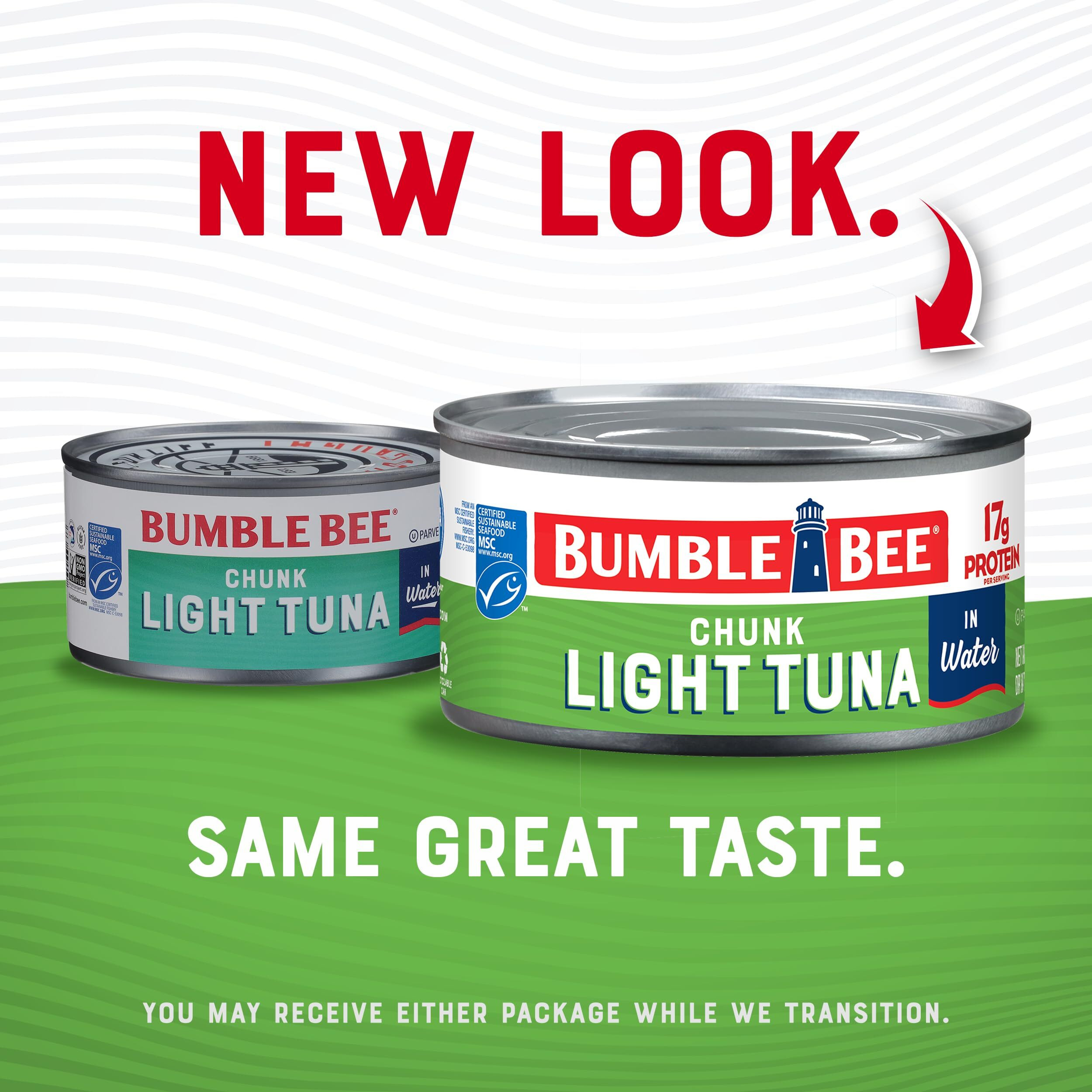 Bumble Bee Chunk Light Tuna In Water, 12 Oz Can (Pack Of 12) - Wild Caught Skipjack Tuna - 17G Protein Per Serving - Msc Certified Sustainable Seafood, Non-Gmo, Gluten Free, Kosher