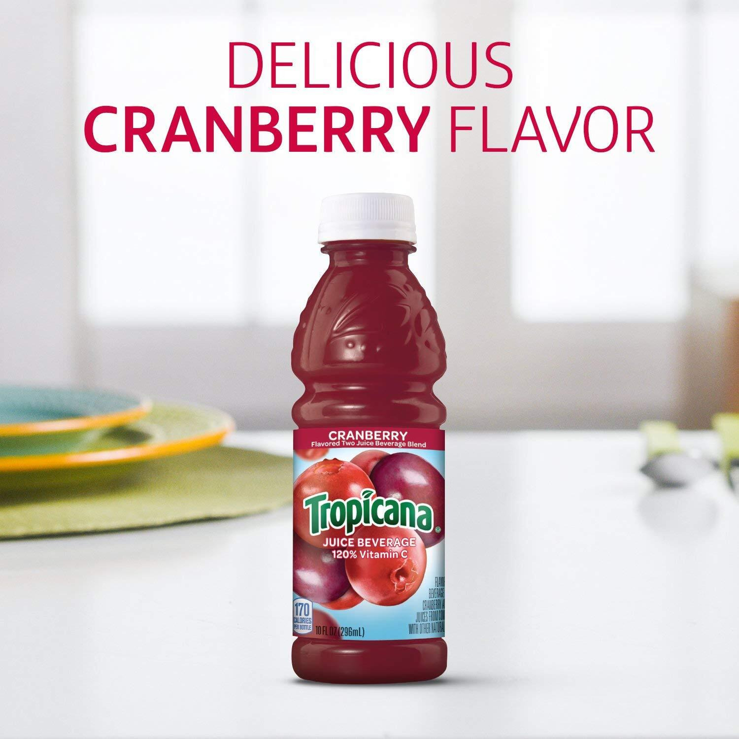 Tropicana Juice Beverage, Cranberry, 10 Fl Oz (Pack Of 24) - Real Fruit Juices, Vitamin C Rich, No Added Sugars, No Artificial Flavors