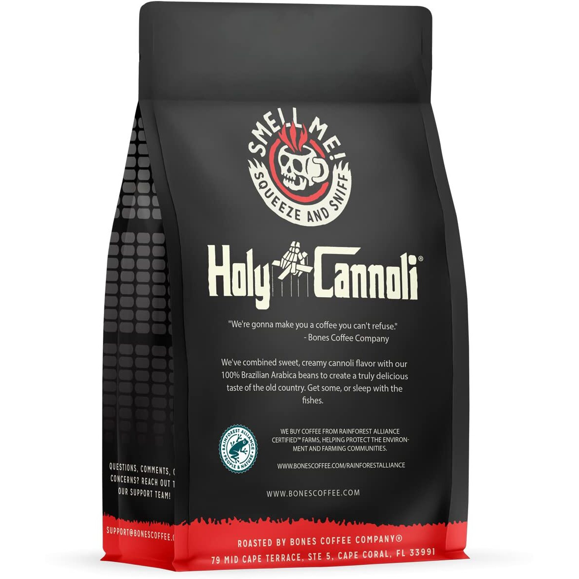 Bones Coffee Company Holy Cannoli Flavored Ground Coffee Beans Cannoli Flavor | 12 Oz Medium Roast Arabica Low Acid Coffee | Gourmet Coffee (Ground)