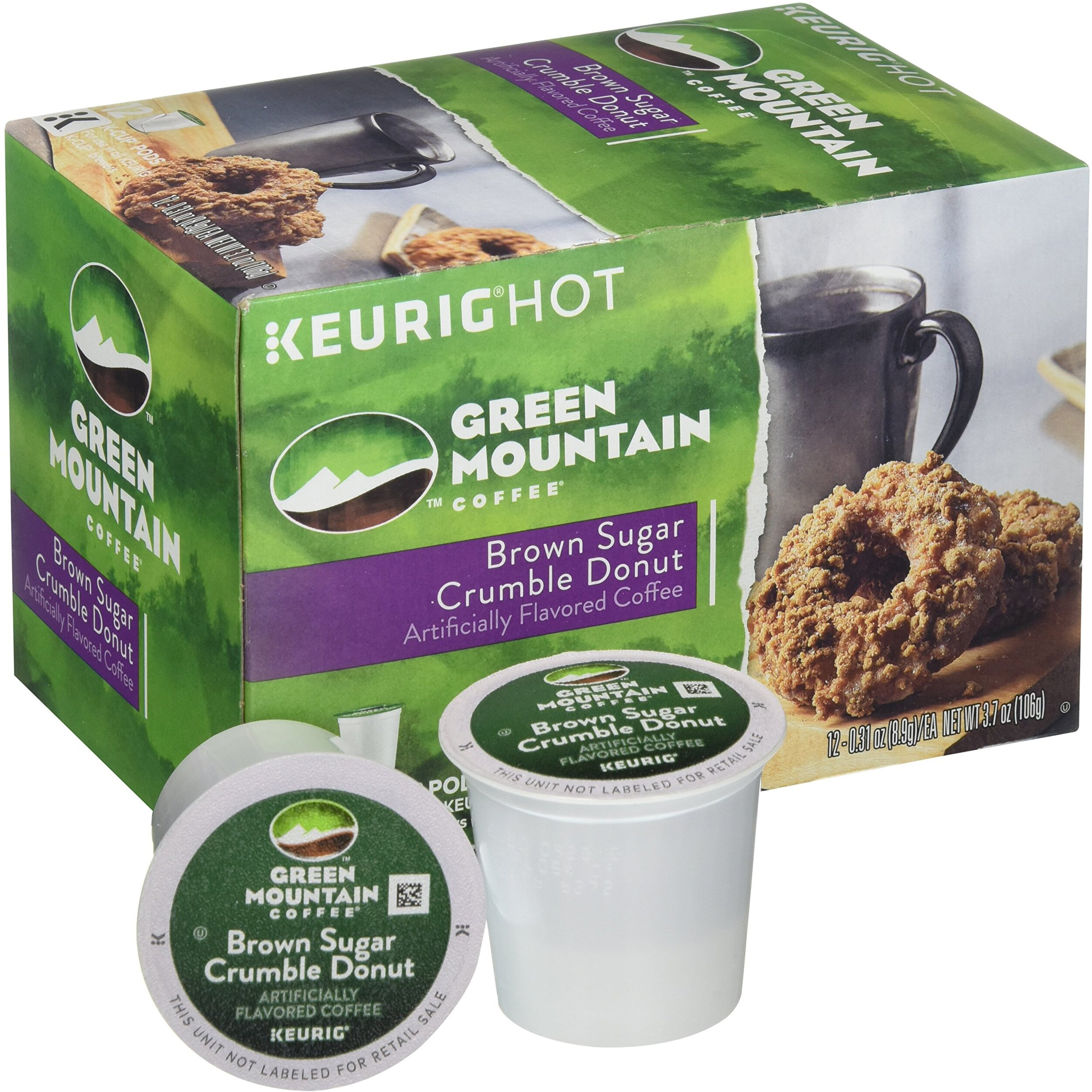 Green Mountain Coffee Keurig K-Cups, Brown Sugar Crumble Donut, 3.7 Ounce, 12 Ct