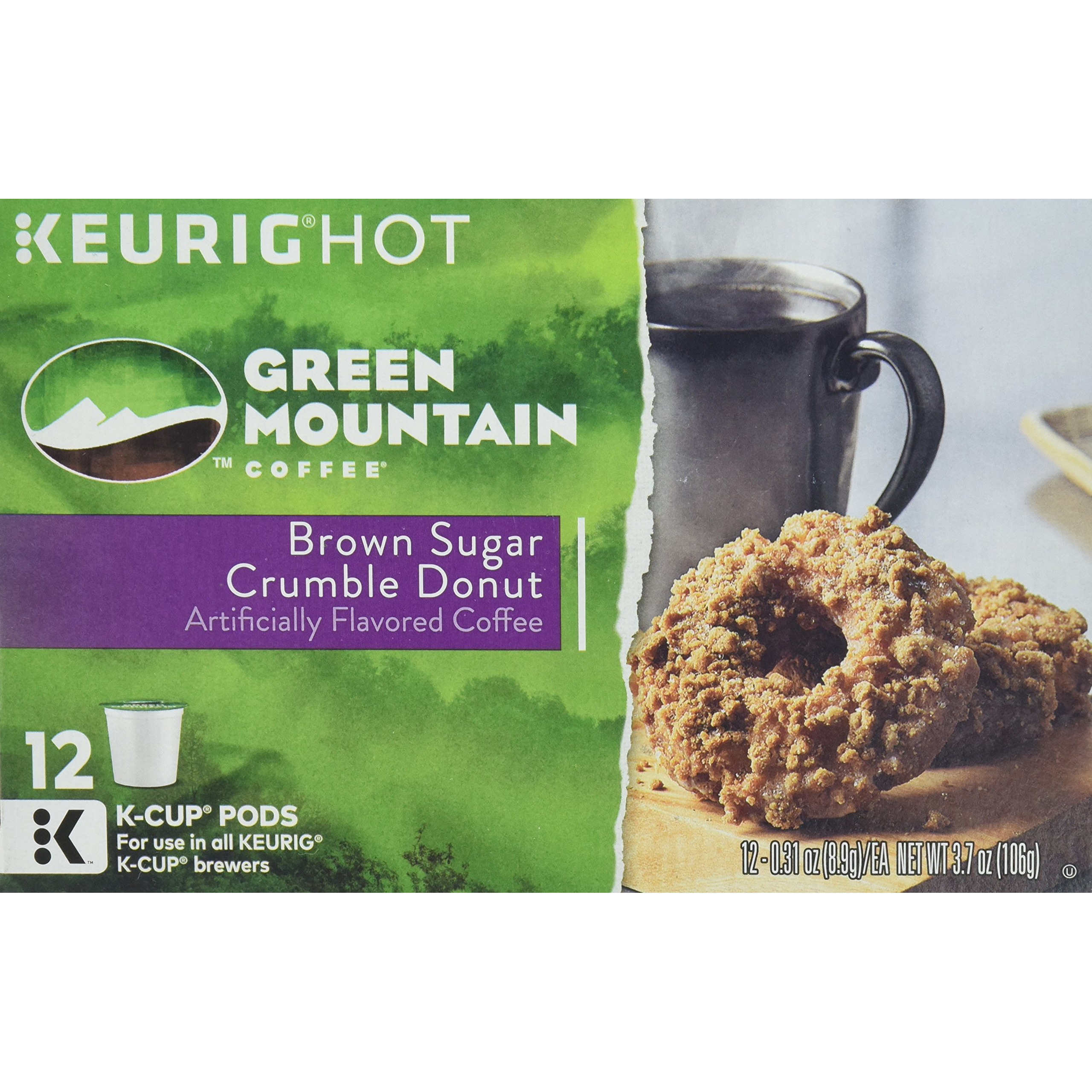 Green Mountain Coffee Keurig K-Cups, Brown Sugar Crumble Donut, 3.7 Ounce, 12 Ct