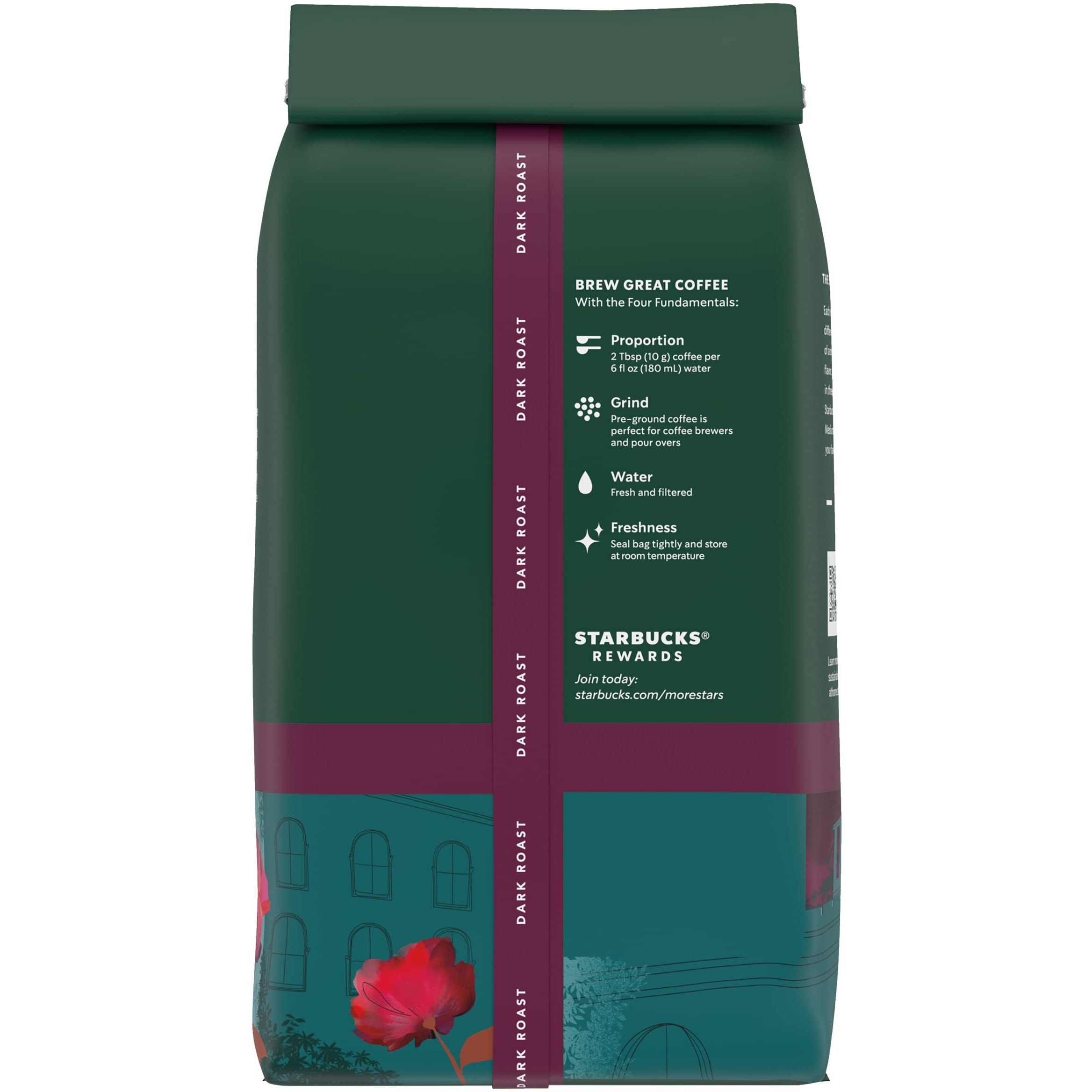 Starbucks Caffe Verona Coffee, Dark, Ground, 12-Ounce Bags (Pack Of 3)