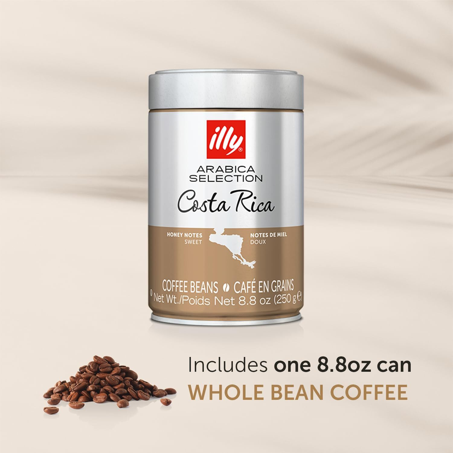 Illy Whole Bean Coffee - Perfectly Roasted Whole Coffee Beans - Costa Rica Medium Roast - With Notes Of Honey, Vanilla & Citrus - 100% Arabica Coffee - No Preservatives - 8.8 Ounce