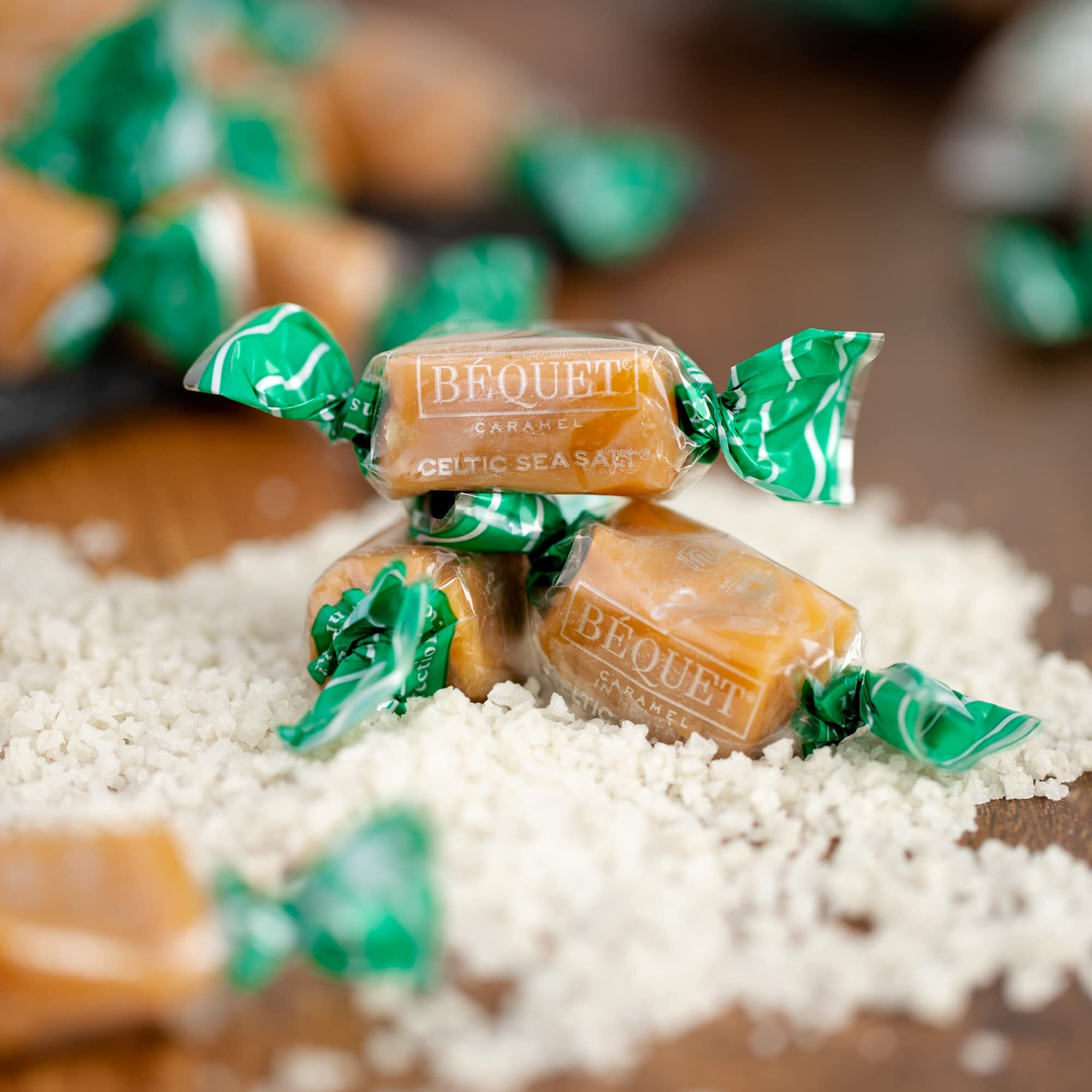 B  Quet Caramel - Celtic Sea Salt Caramel - Gourmet Caramel Candy - Salted Caramel Candy Individually Wrapped - Made In Montana - Kosher (Star D) And Gluten Free - 16Oz Gift Bag