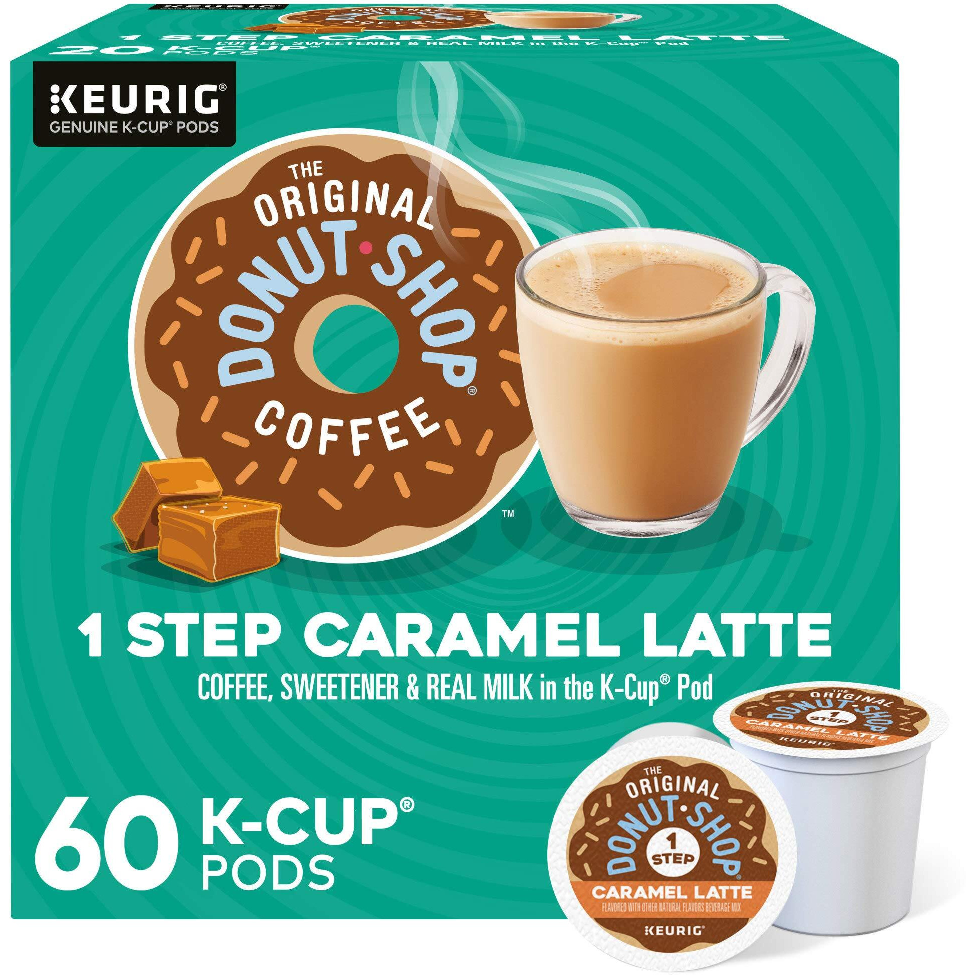 The Original Donut Shop Caramel Latte, Keurig Single Serve K Cup Pods, Flavored Coffee, Caramel Latte, 10 Count - Pack Of 6