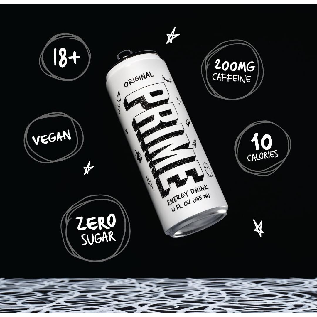 Prime Energy Original | Zero Sugar Energy Drink | Preworkout Energy | 200Mg Caffeine With 355Mg Of Electrolytes And Coconut Water For Hydration| Vegan | Gluten Free |12 Fluid Ounce | 12 Pack