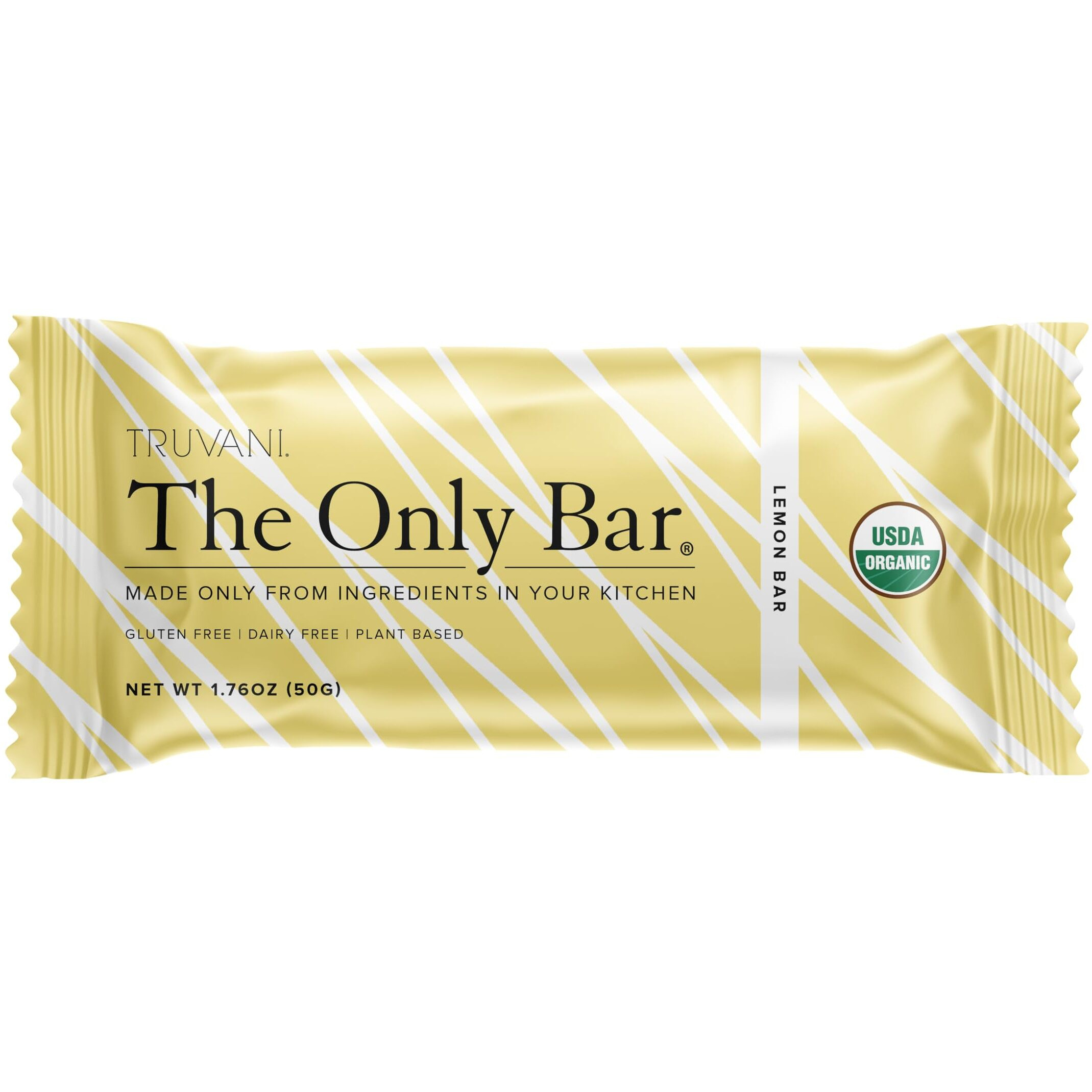 Truvani Plant Based Snack Bar | Lemon Bar 12 Pack | 6G Protein | Usda Organic And Vegan | The Only Bar | Dairy, Soy, And Gluten Free | Individually Wrapped