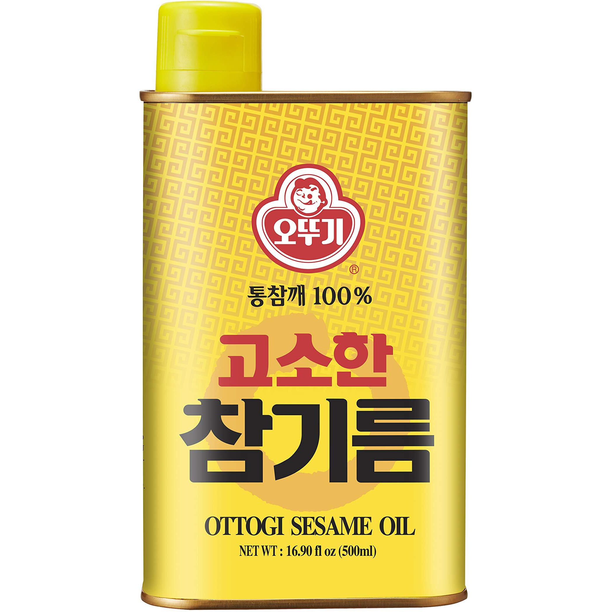 Ottogi 100% Pure Premium Roasted Sesame Oil, Toasted To Perfection, Traditional Korean Style Oil, 500Ml (16.90 Fl Oz)