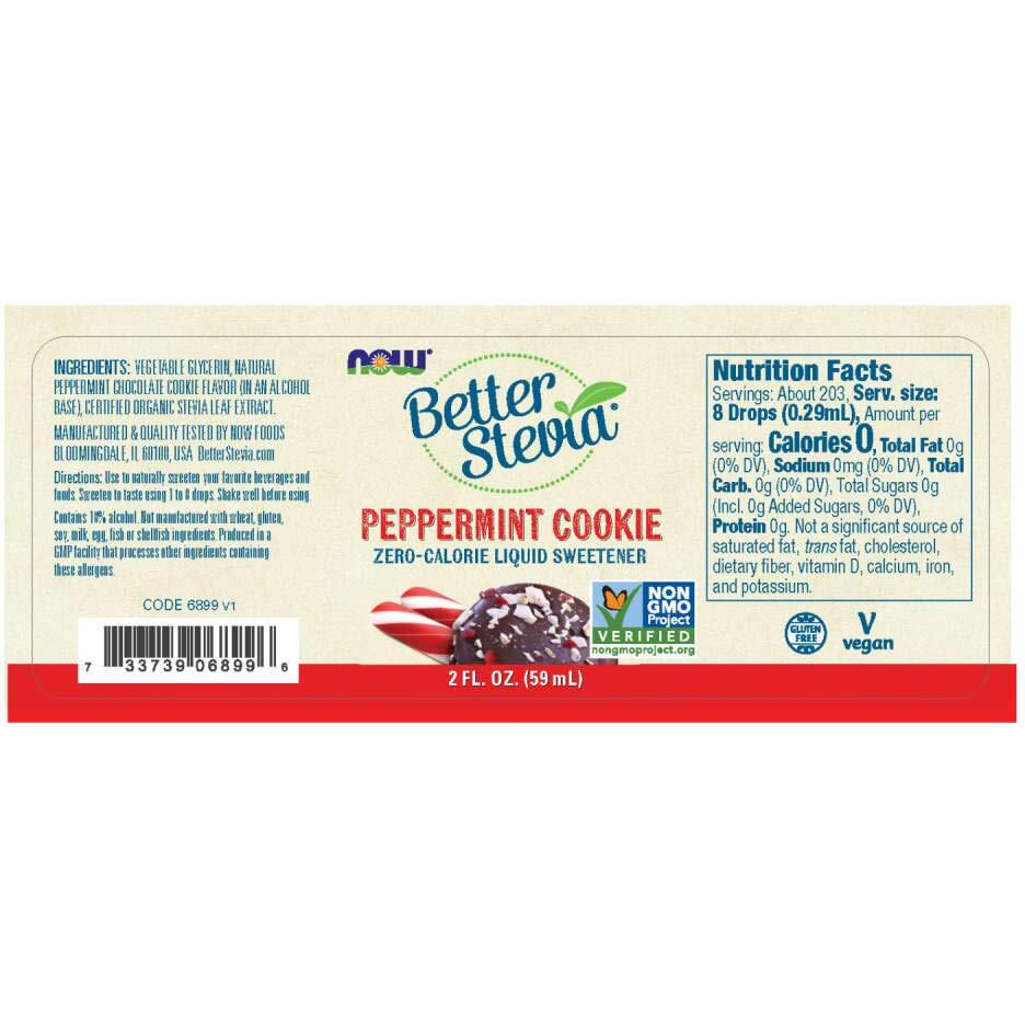 Now Foods Betterstevia Peppermint Cookie Zero-Calorie Liquid Sweetener, Keto Friendly, Suitable For Diabetics, No Erythritol, 2-Ounce