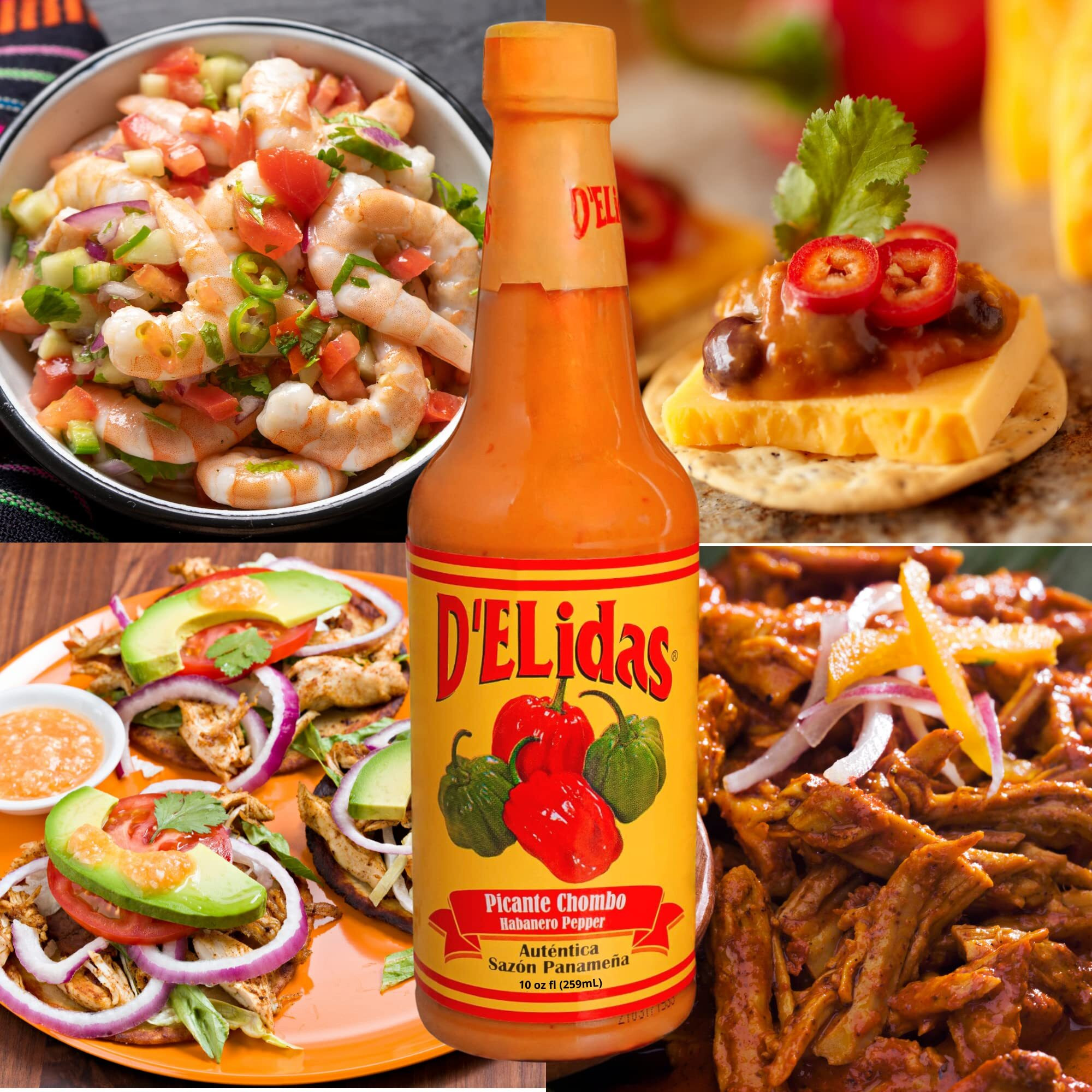 D'Elidas Habanero Hot Sauce, Natural Habanero Pepper Hot Sauce, Chombo Picante Sauce 1 In Panama, Non-Gmo, Keto Friendly Food Habanero Sauce, 10 Fl Oz (Pack Of 1)