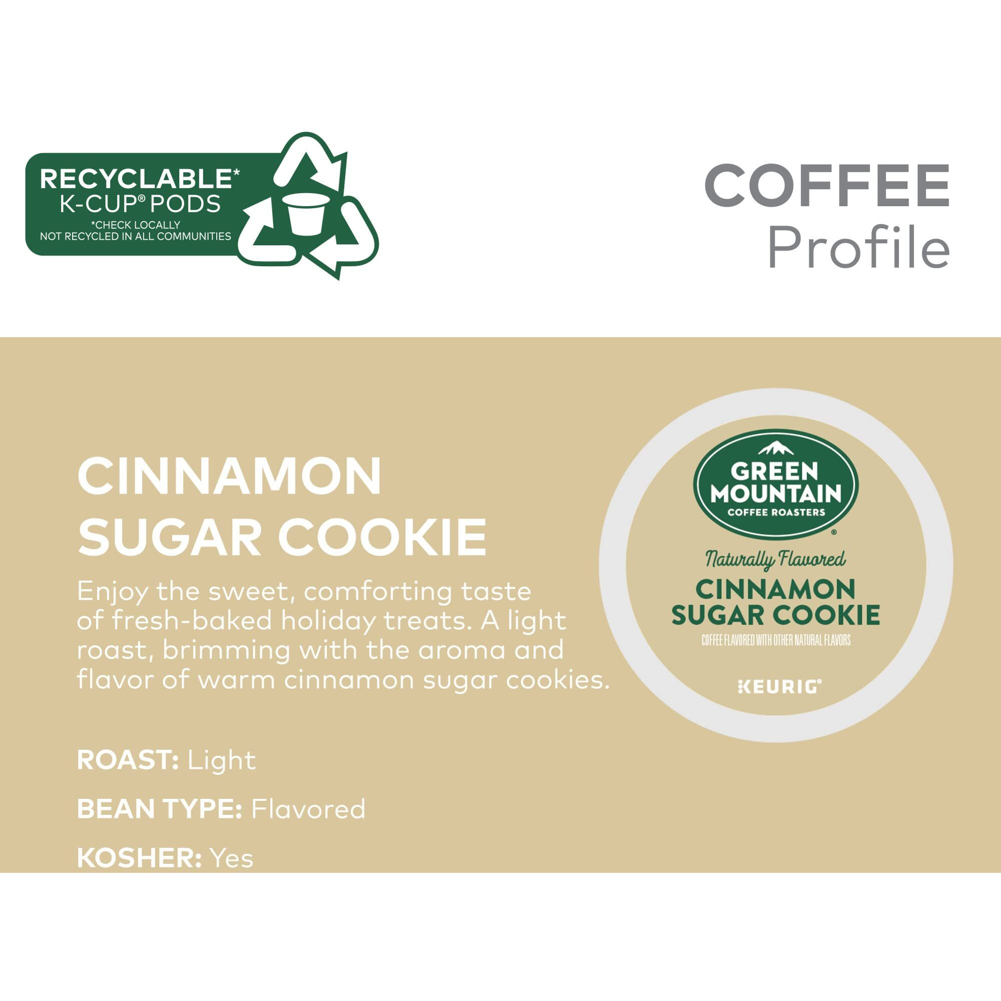 Green Mountain Coffee Roasters Light Roast Pod Cinnamon Sugar Cookie Coffee, 12 Count