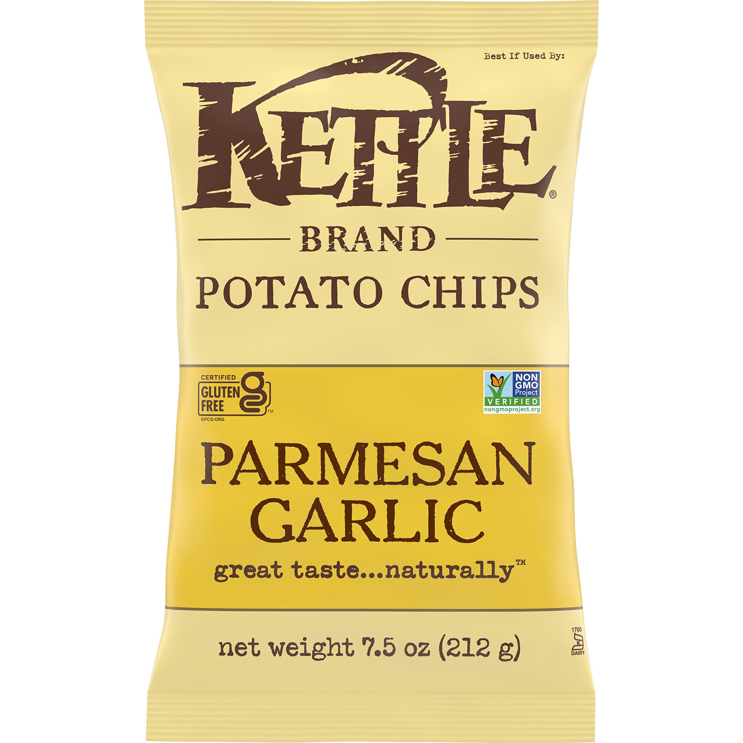 Kettle Brand Potato Chips Parmesan Garlic Kettle Chips, 7.5 Oz