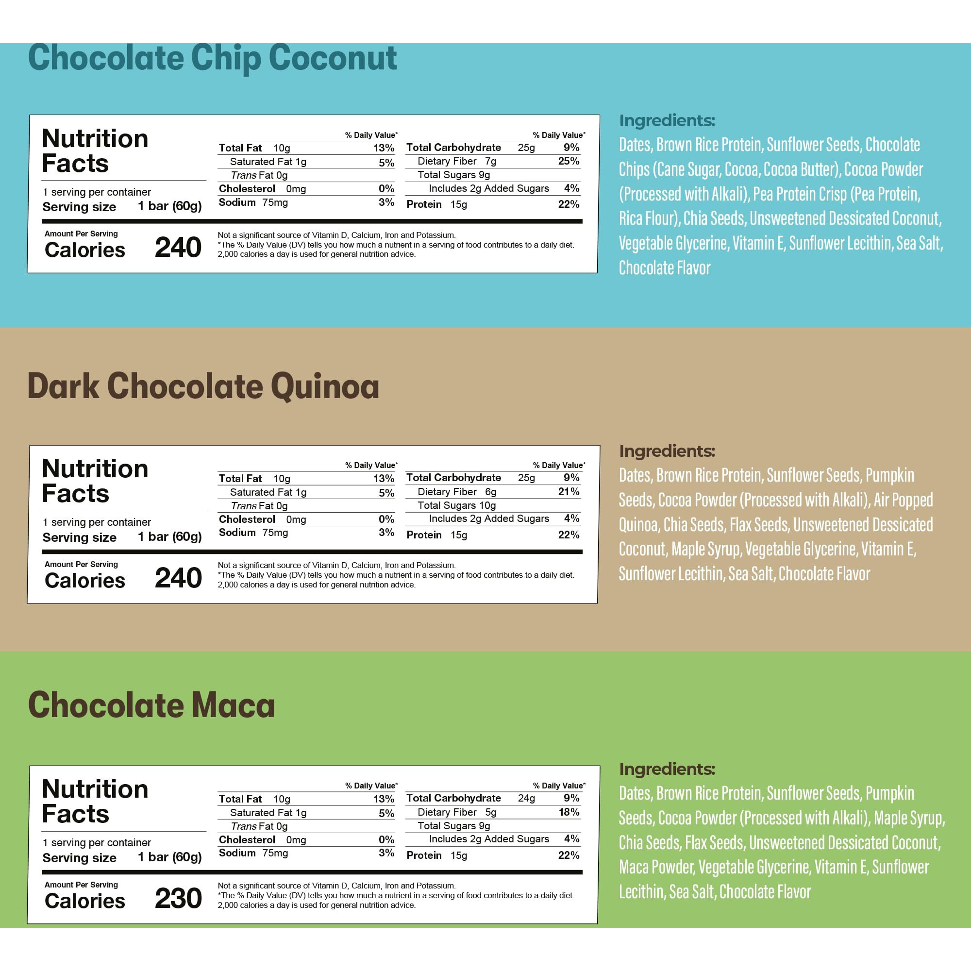 Amrita Vegan Protein Bars Variety Pack (6 Flavors), Peanut/Dairy Free, Soy & Gluten Free |15G Plant Based Protein Bars, High Fiber, Low Sugar Meal Replacement Bar - Breakfast Bars - High Protein Bars