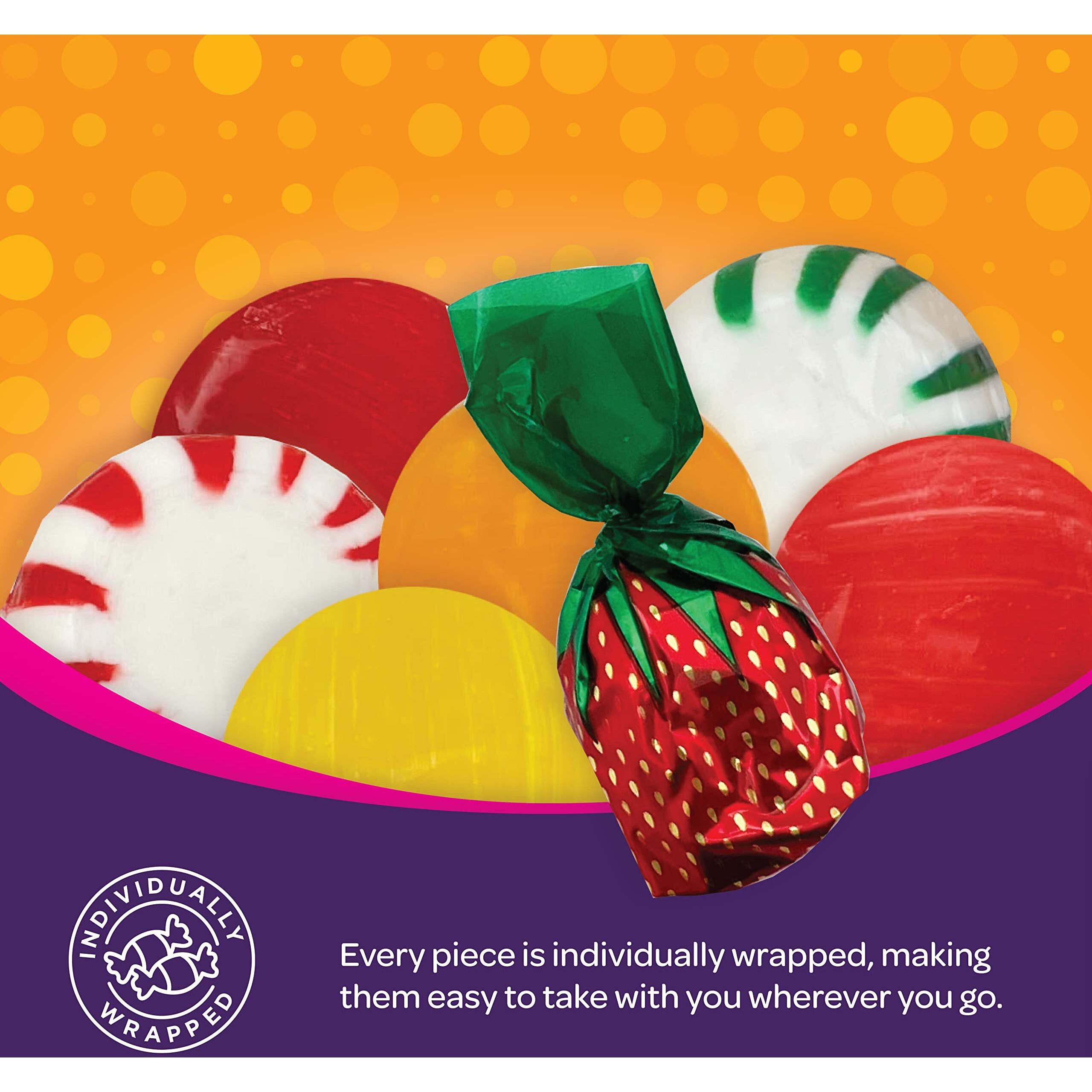 Old-Fashioned Hard Candy Assortment - Bulk Pack 3 Pounds (About 225 Count) - Strawberry Bon Bons, Cinnamon, Butterscotch, Fruit Flavors