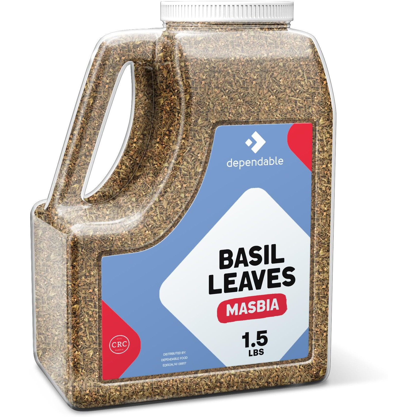 Dependable Food Basil Leaves -1.5 Lb. Jar- Bulk, Kosher, Dried Basil Seasoning For Pasta Sauces, Pesto, Salads, Garnishes & More - Natural, Non-Gmo Thai Basil Spice