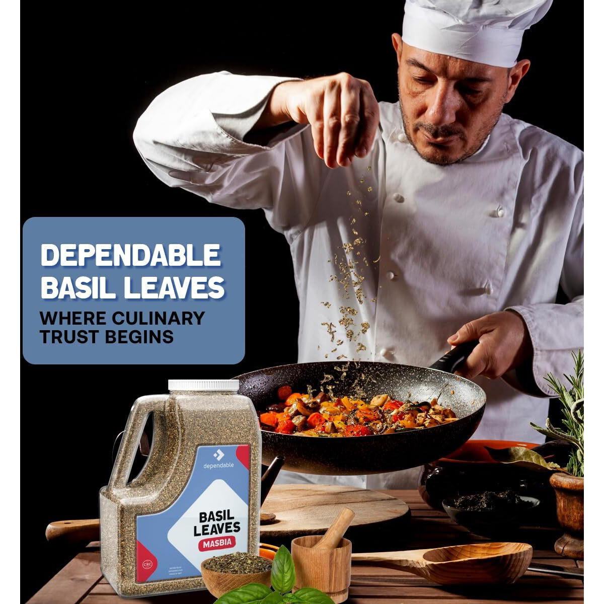Dependable Food Basil Leaves -1.5 Lb. Jar- Bulk, Kosher, Dried Basil Seasoning For Pasta Sauces, Pesto, Salads, Garnishes & More - Natural, Non-Gmo Thai Basil Spice