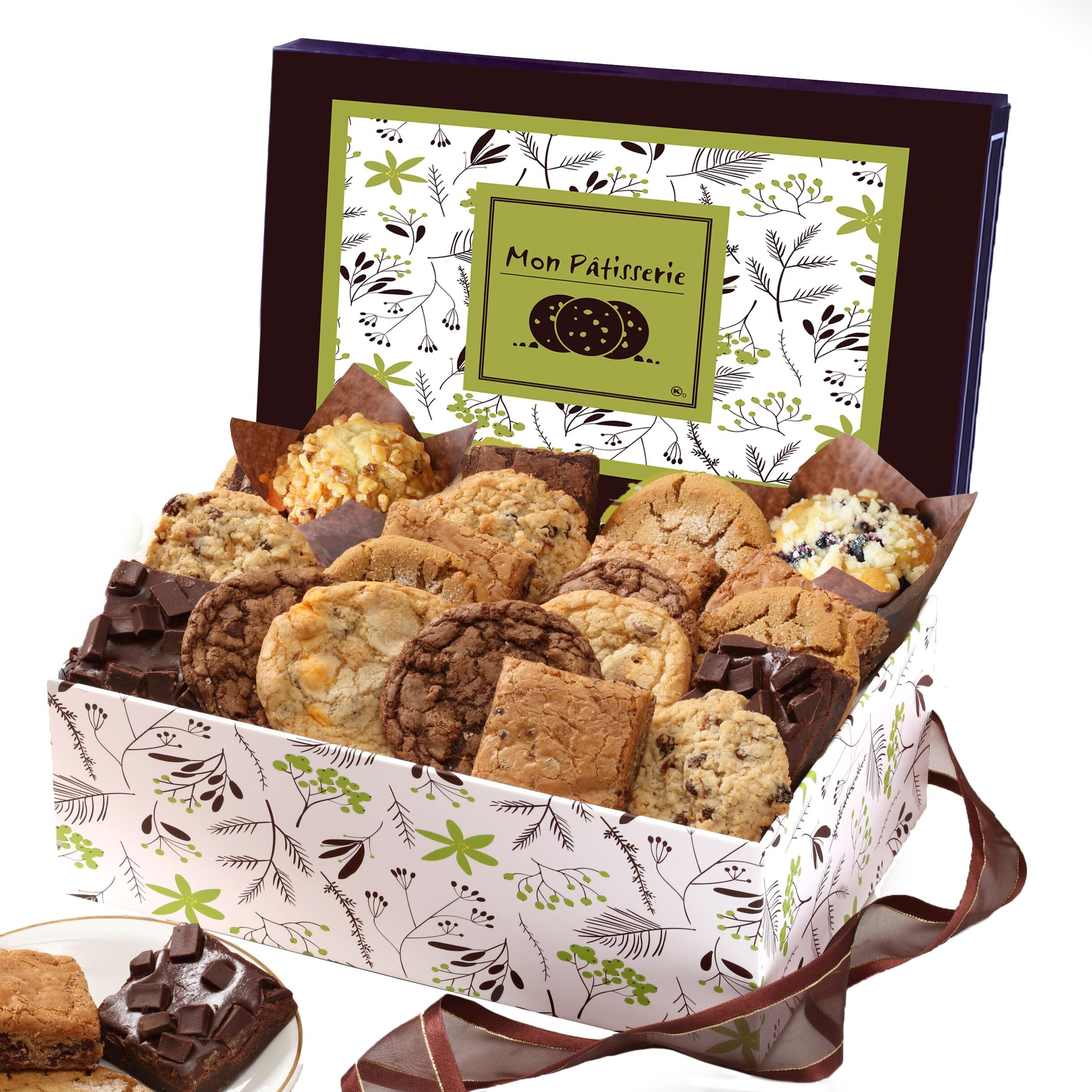 Broadway Basketeers Cookies Gift Baskets For Delivery Fresh Baked Gourmet Cookies And Brownies, Individually Wrapped Edible Care Package For Mom, Grandpa, Families, Holiday Gifts, Christmas, Coworkers
