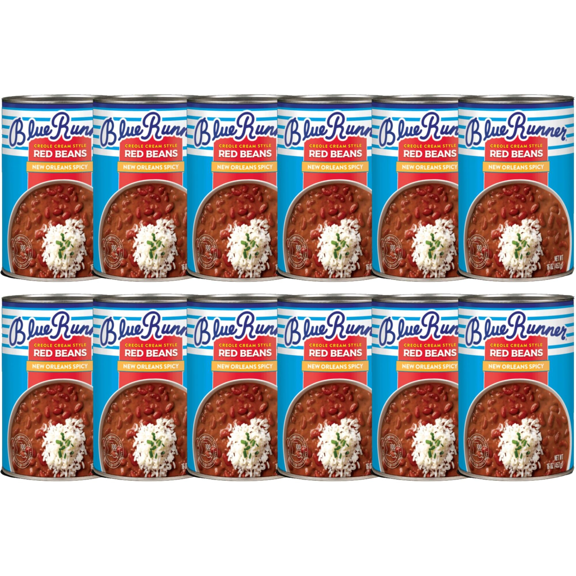 Blue Runner New Orleans Spicy Creole Cream Style Red Beans 16Oz Can (Pack Of 12)