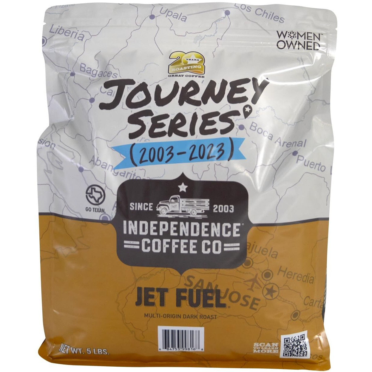 Independence Coffee Co. Jet Fuel Intense And Heavy Body, Dark Roast Whole Bean Coffee, 5 Pound Bag (Packaging May Vary)