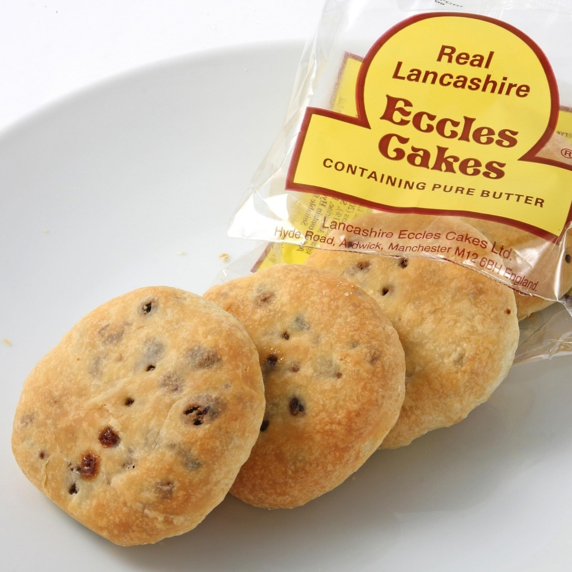 Real Lancashire Eccles Cake - 4 Cakes (Pack Of 1) | British Snacks Made With Pure Butter & Dried Currants | Traditional & Delicious Butter Cookies For Any Occasion | 5.29Oz/150G