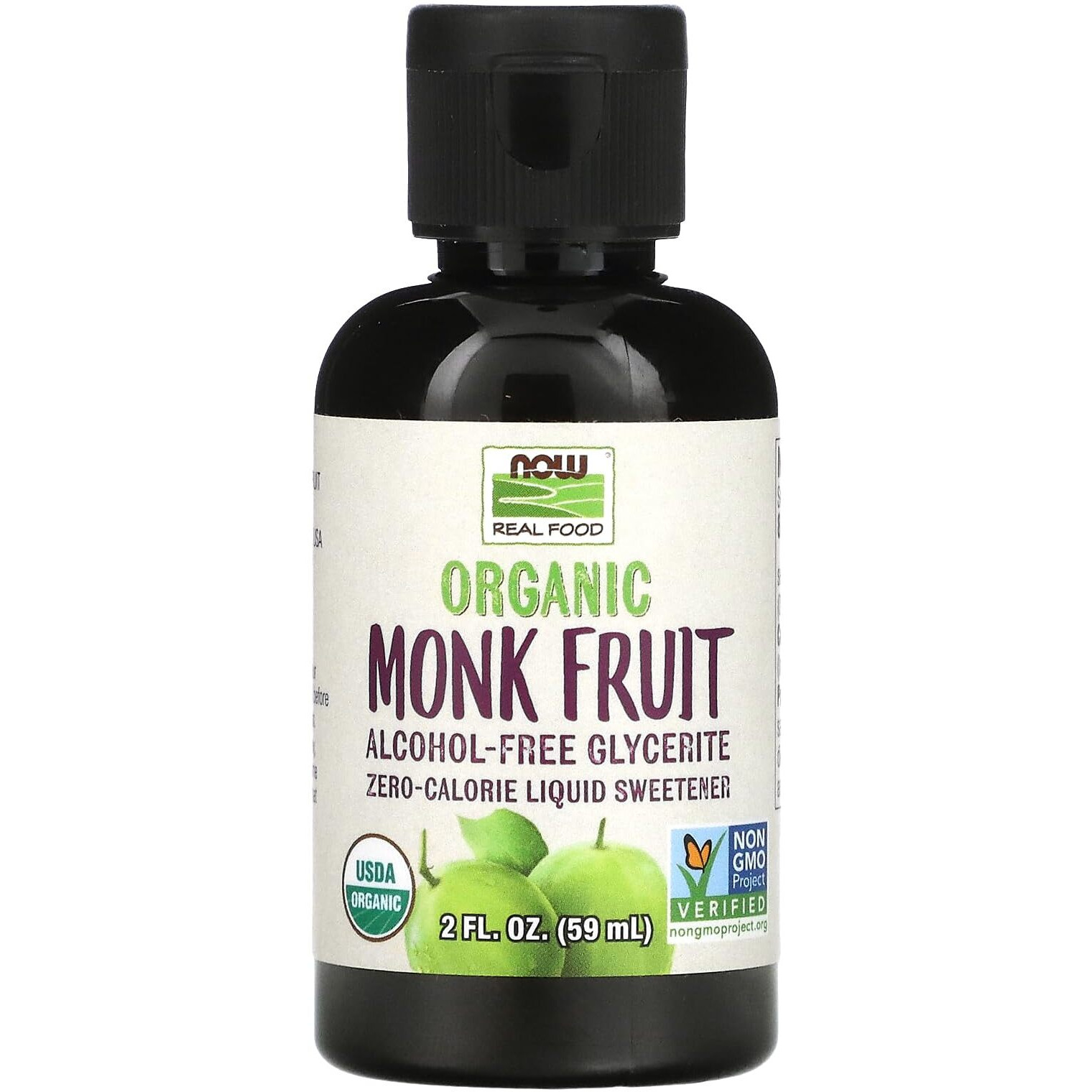 Now Foods, Certified Organic Monk Fruit Liquid, Alcohol Free Glycerite Zero-Calorie Liquid Sweetener, Non-Gmo, 2-Ounce